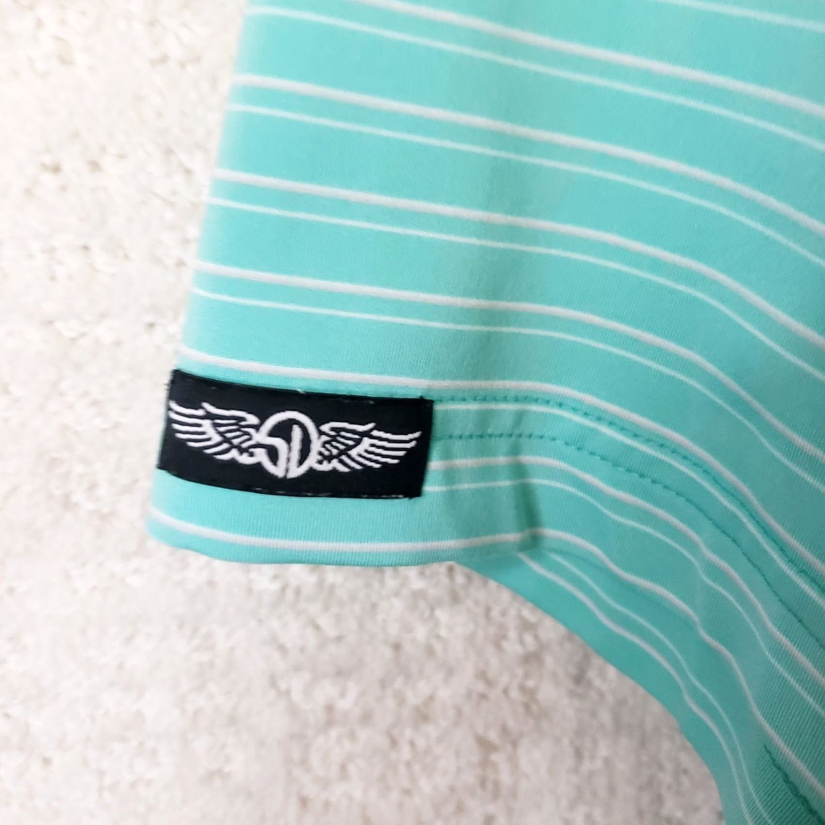 Vintage VINTAGE Straight Down Polo Shirt Mens L Green White Stripe Golf Poly Spandex Dataw Island Club Short Sleeve Logo Accents Green 90s Theme Mens Size US L / EU 52-54 / 3 - 6 Thumbnail