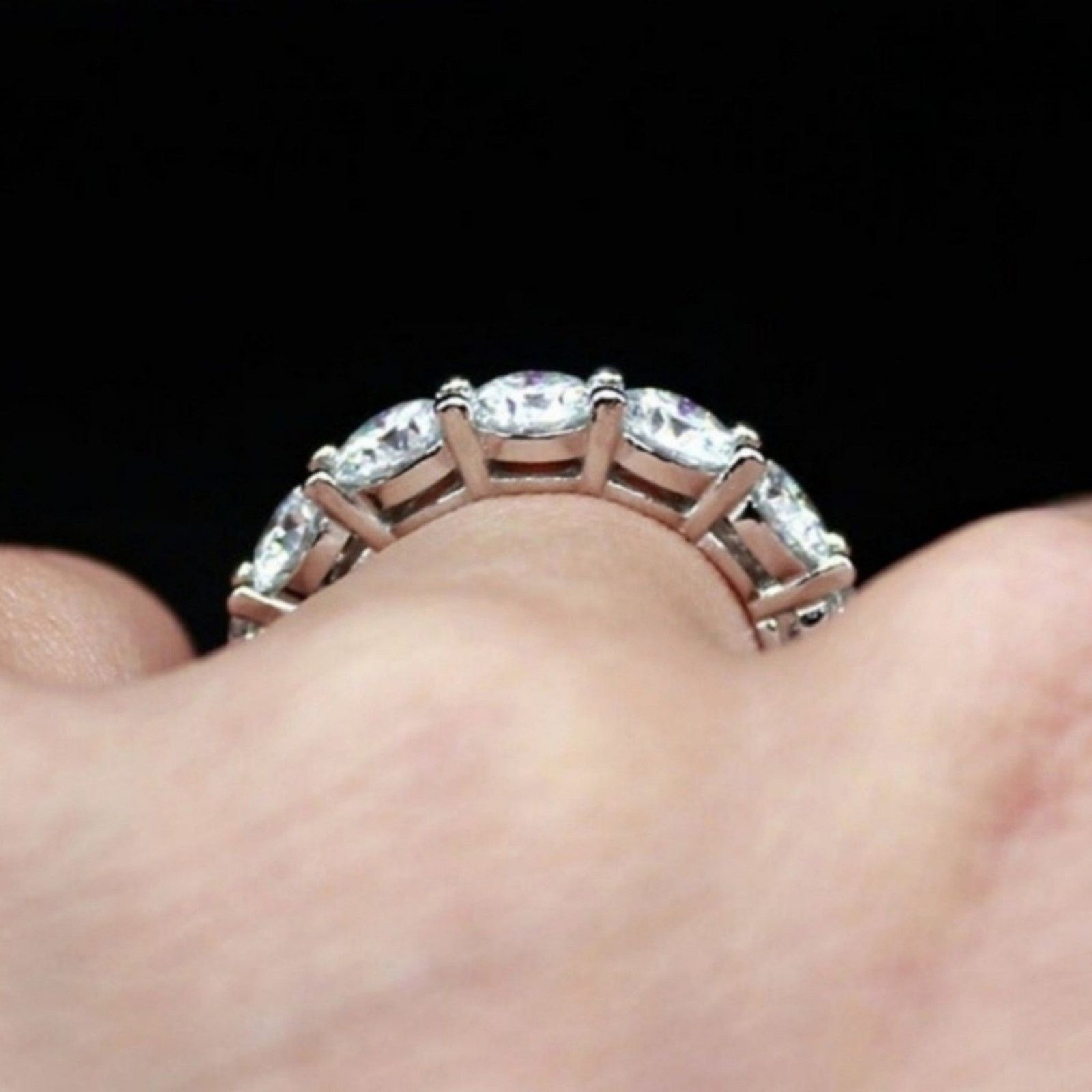 Other Round Moissanite Ring Full Eternity Band Tennis 9 NWT Size ONE SIZE - 9 Thumbnail