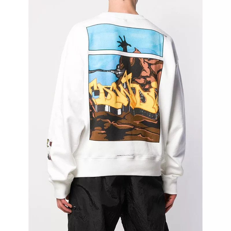 Off-White White Dondi Demon Graffiti Logo Oversized Sweatshirt Size US M / EU 48-50 / 2 - 2 Thumbnail