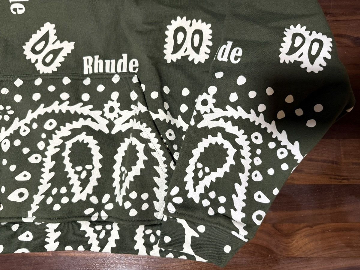 RHUDE Bandana-Print Hoodie Green Hooded Sweatshirt Size