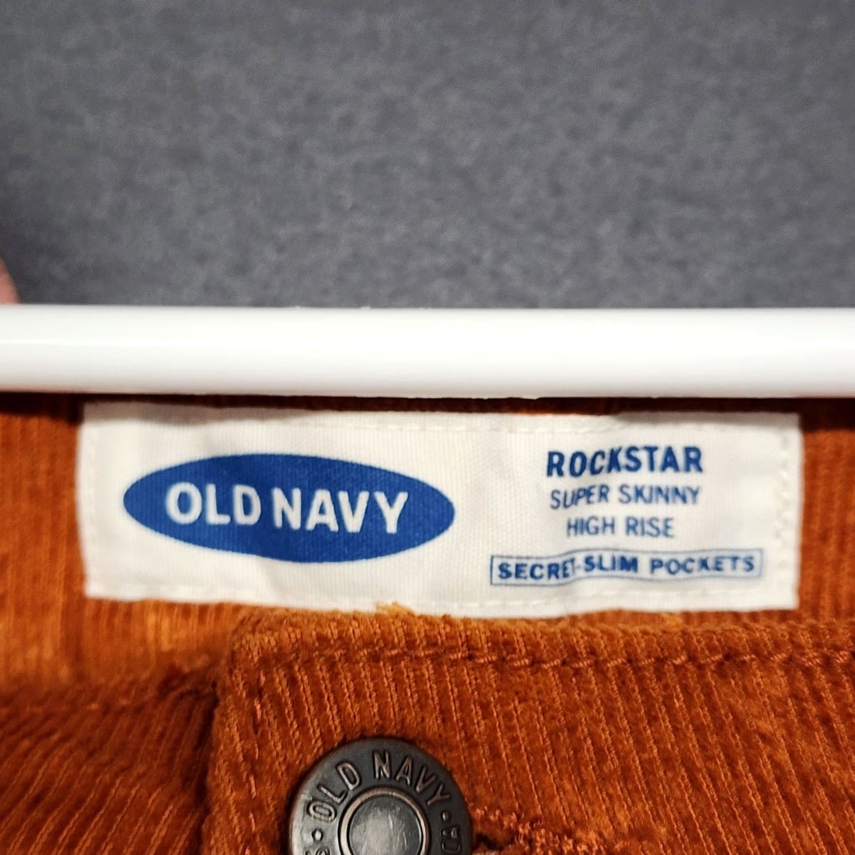 Old Navy OLD NAVY Corduroy Pants Women 18 Rust Orange Rockstar Super Skinny High Rise Plus Size 28 in Inseam Womens Summer Fall Winter Jeans Size 40" / US 18 - 3 Thumbnail