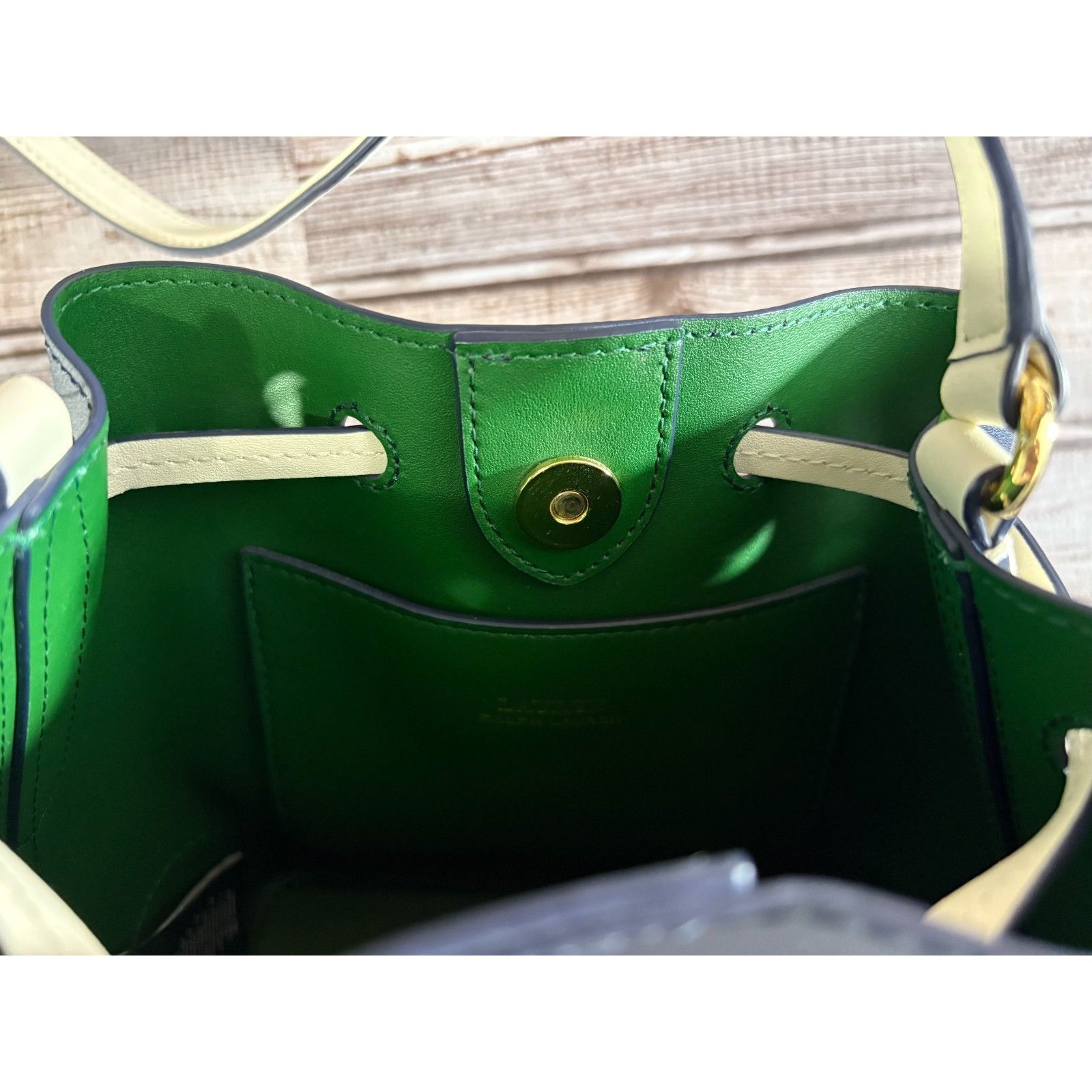 Lauren Ralph Lauren Lauren Ralph Lauren Leather Dryden Drawstring Bag color navy Size ONE SIZE - 13 Thumbnail