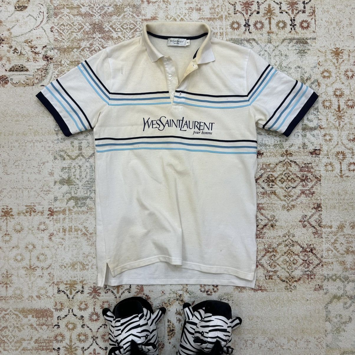 Yves Saint Laurent Vintage YSL Polo T-shirts Trashed Style Old Money Y2K 00s Size US M / EU 48-50 / 2 - 1 Thumbnail