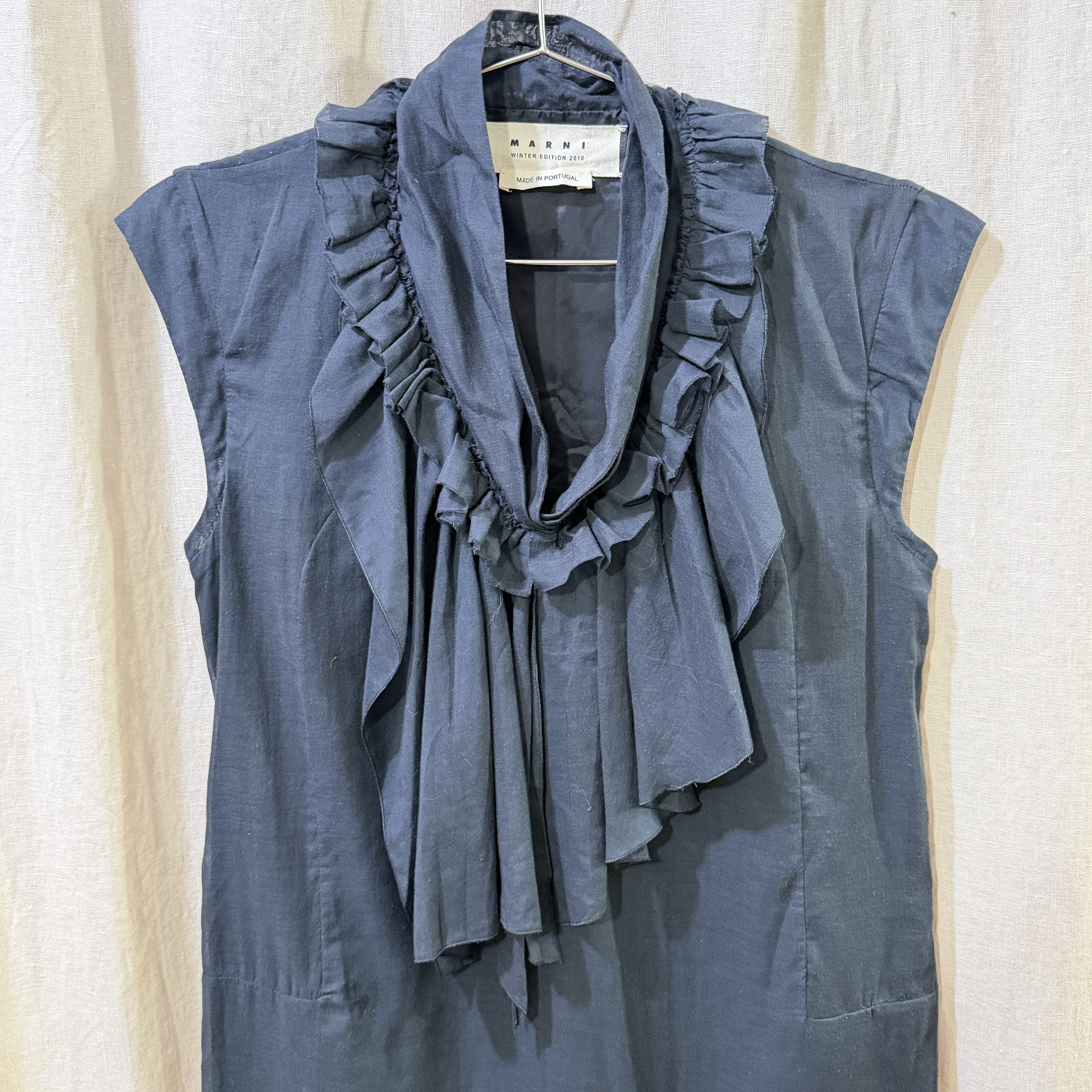Marni 2010 Cap Sleeve Raw Edge Ruffle Collar Dress Size M / US 6-8 / IT 42-44 - 2 Thumbnail