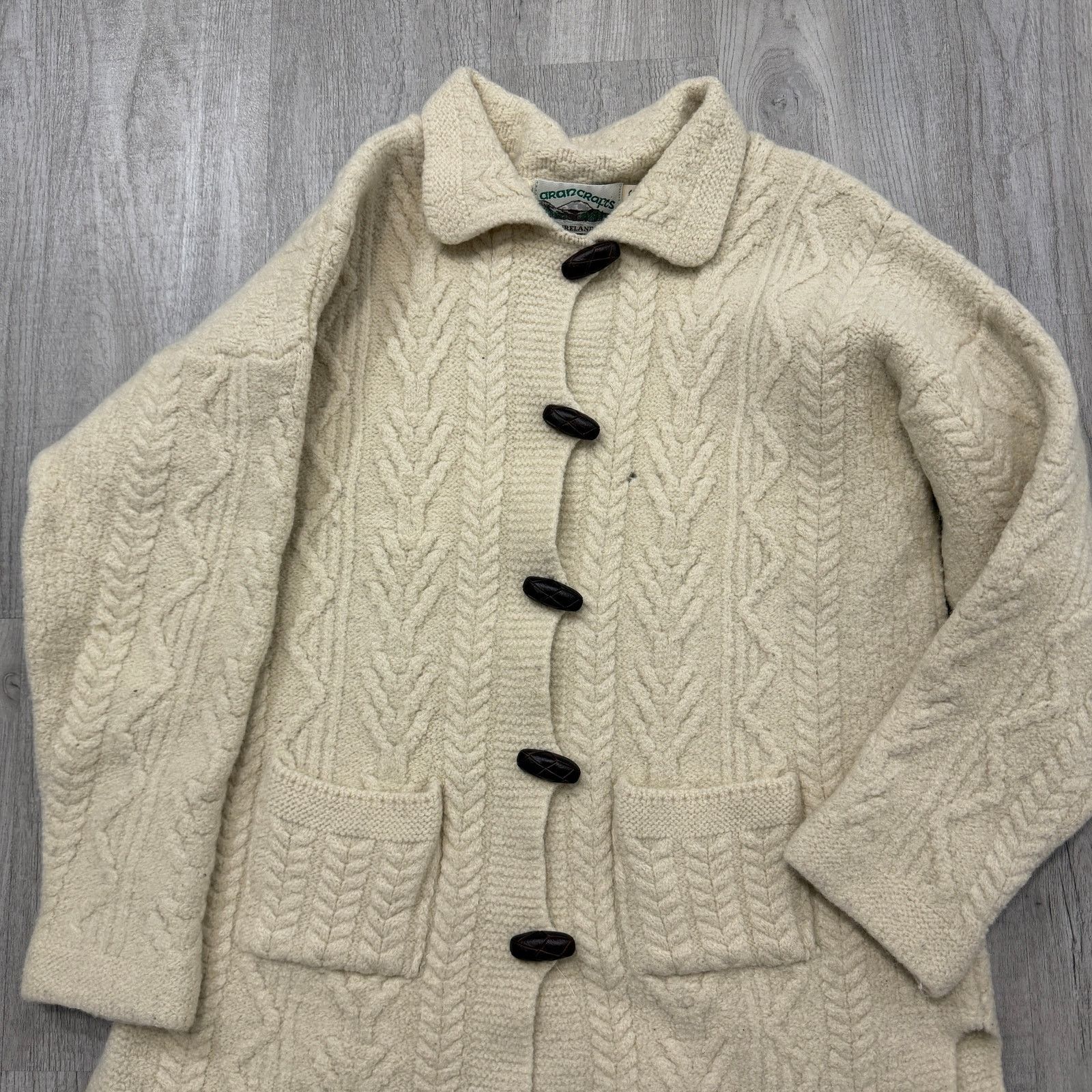 Vintage Original Aran Co Knit Coat Cardigan Sweater Women's Small Size S / US 4 / IT 40 - 2 Thumbnail