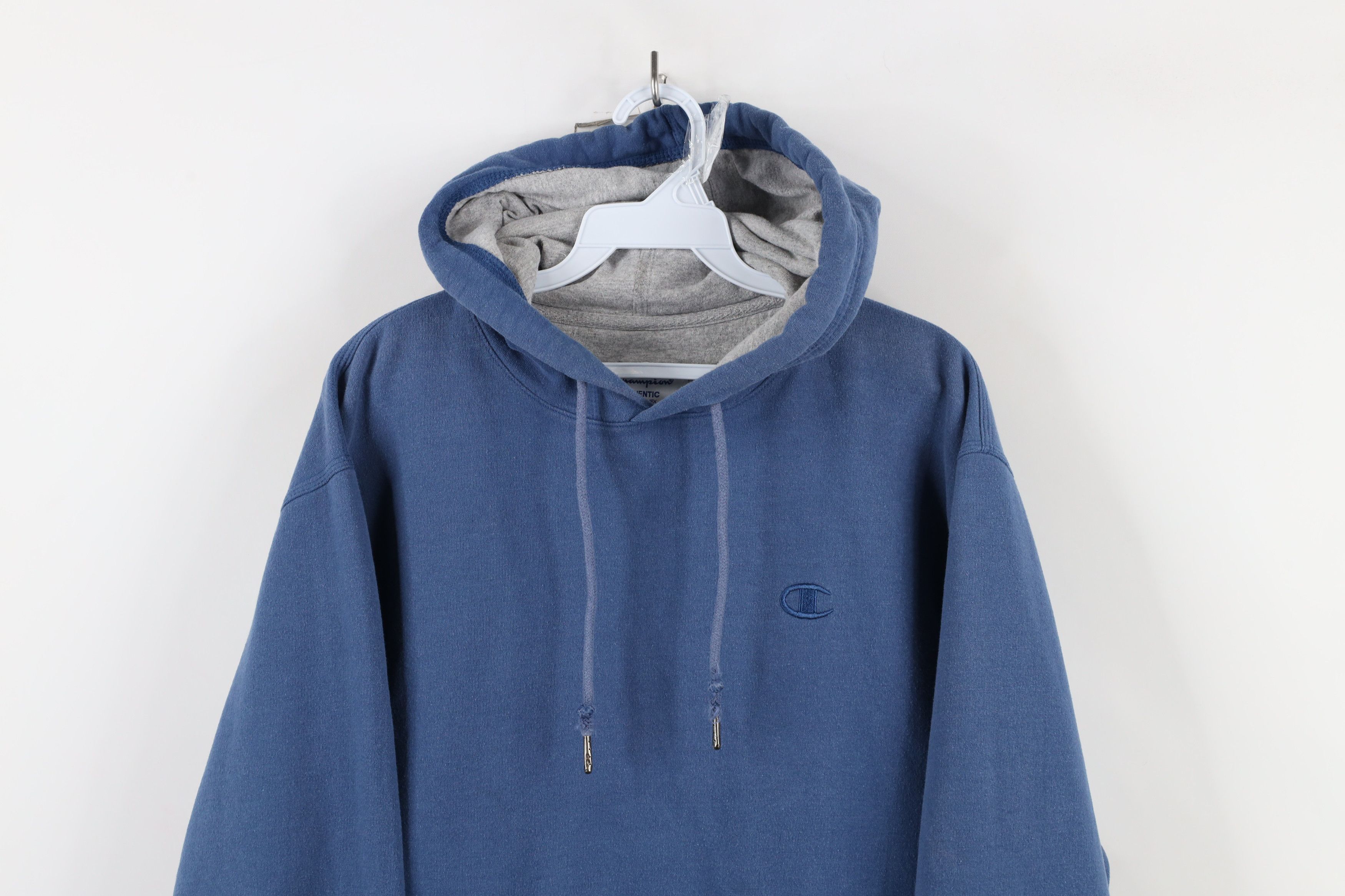 Champion × Vintage Vintage Champion Sun Faded Monochrome Hoodie Sweatshirt Blue Size US M / EU 48-50 / 2 - 2 Thumbnail