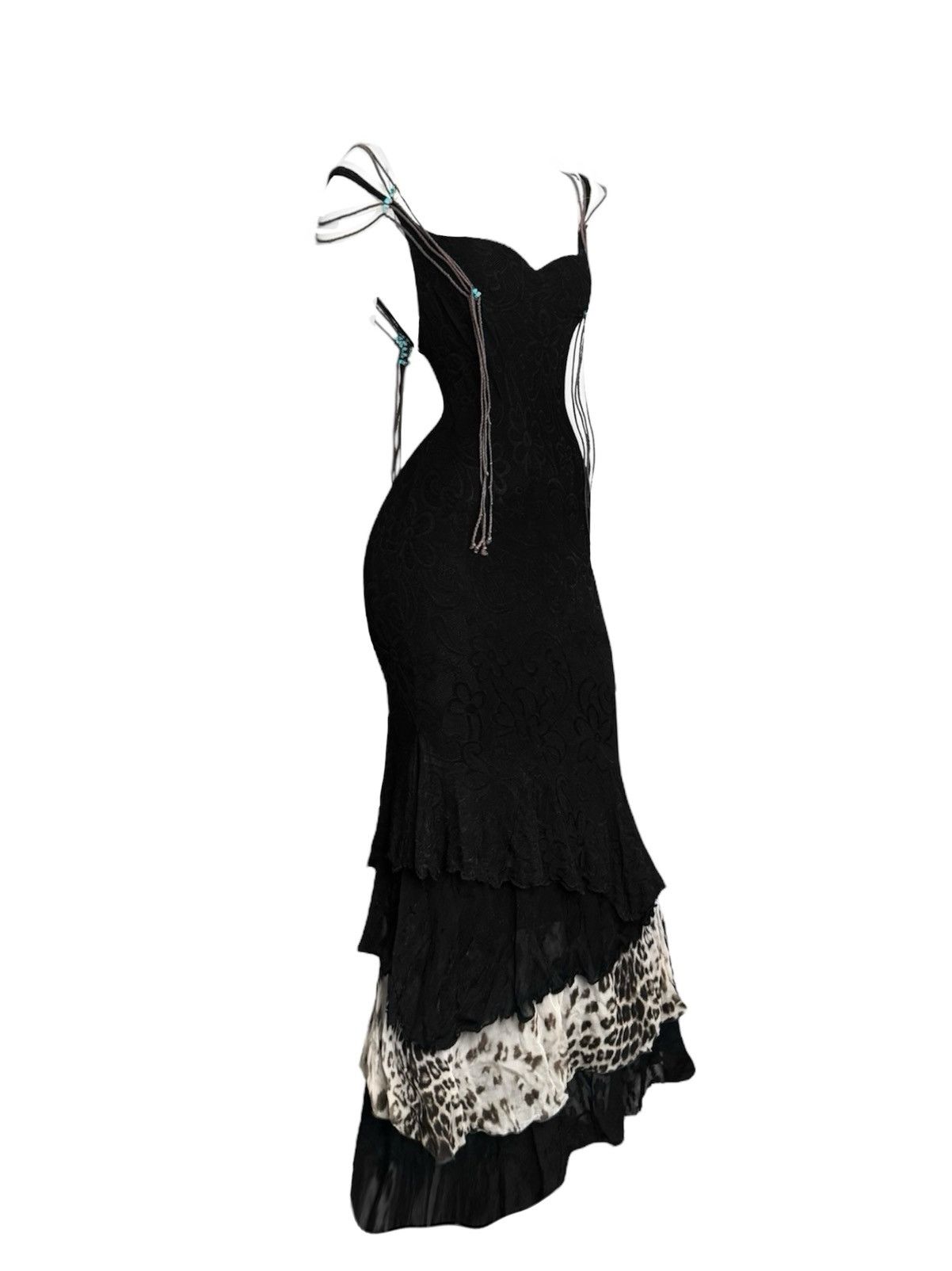 Roberto Cavalli Roberto Cavalli Runway Black Silk-Effect Dress with Leopard Size S / US 4 / IT 40 - 2 Thumbnail