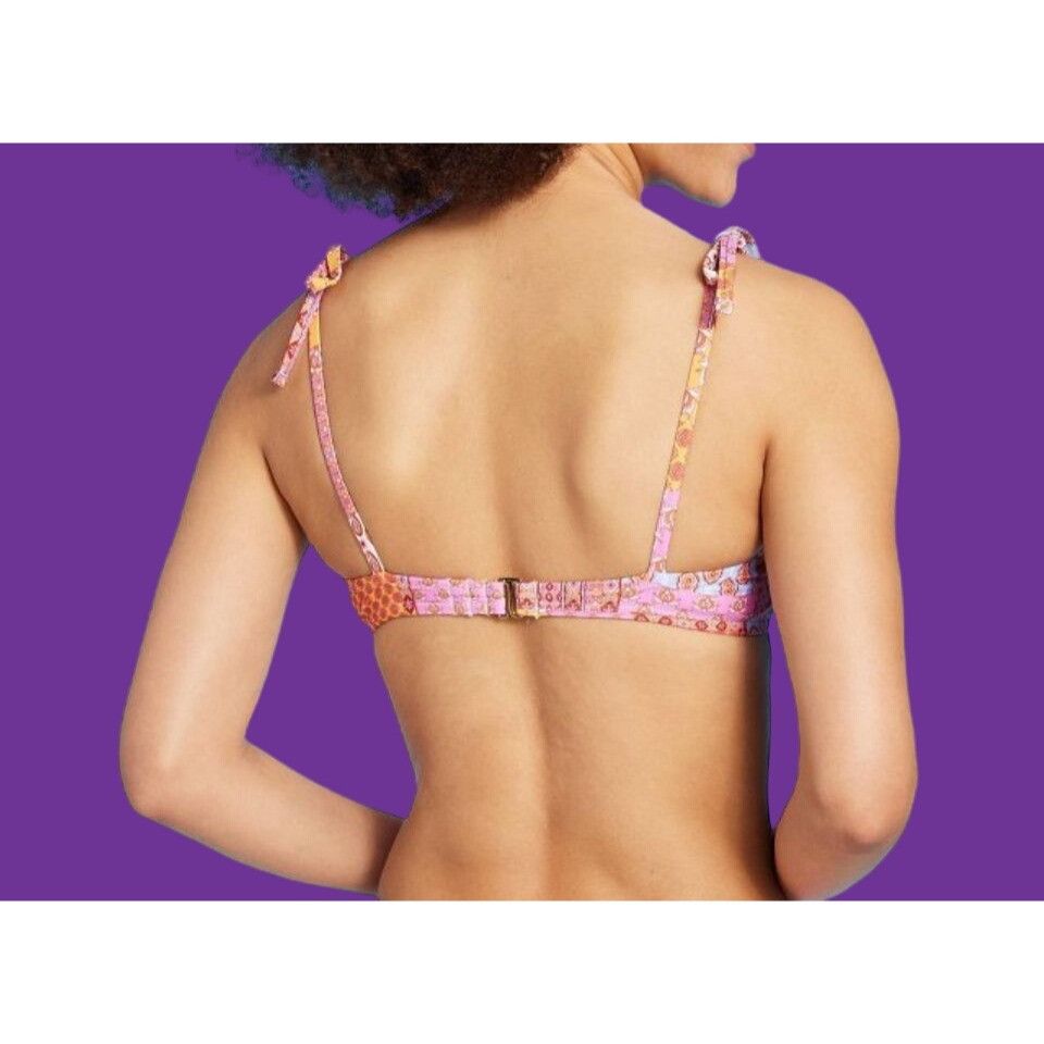 Other Wild Fable-Women's Patchwork Print Bralette Bikini Top-Adjus Size ONE SIZE - 2 Thumbnail