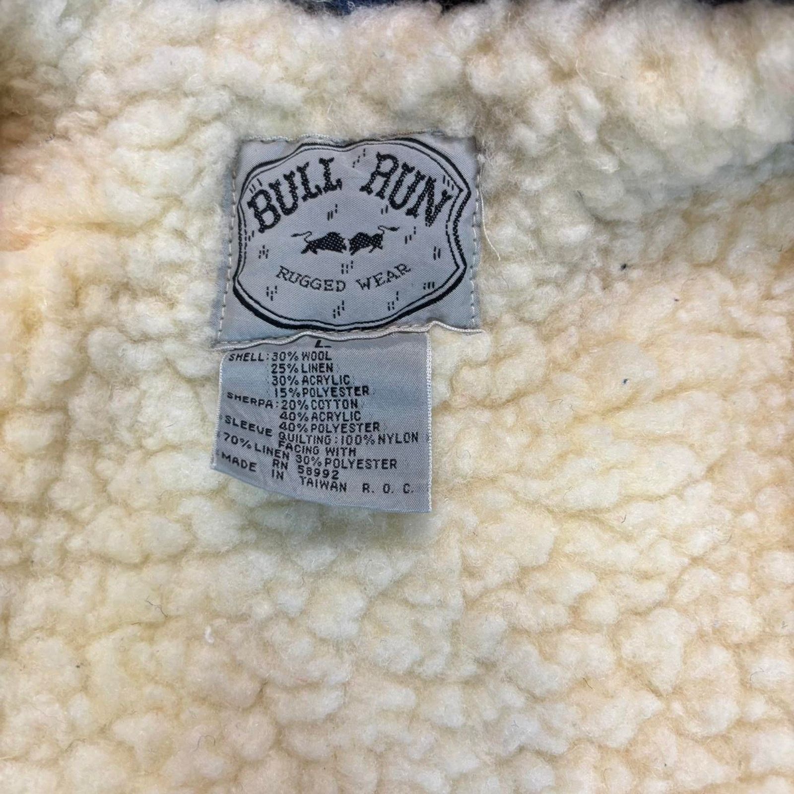 Vintage Blue and White Shadow Plaid Sherpa Lined Flannel Jacket. Size US L / EU 52-54 / 3 - 5 Thumbnail