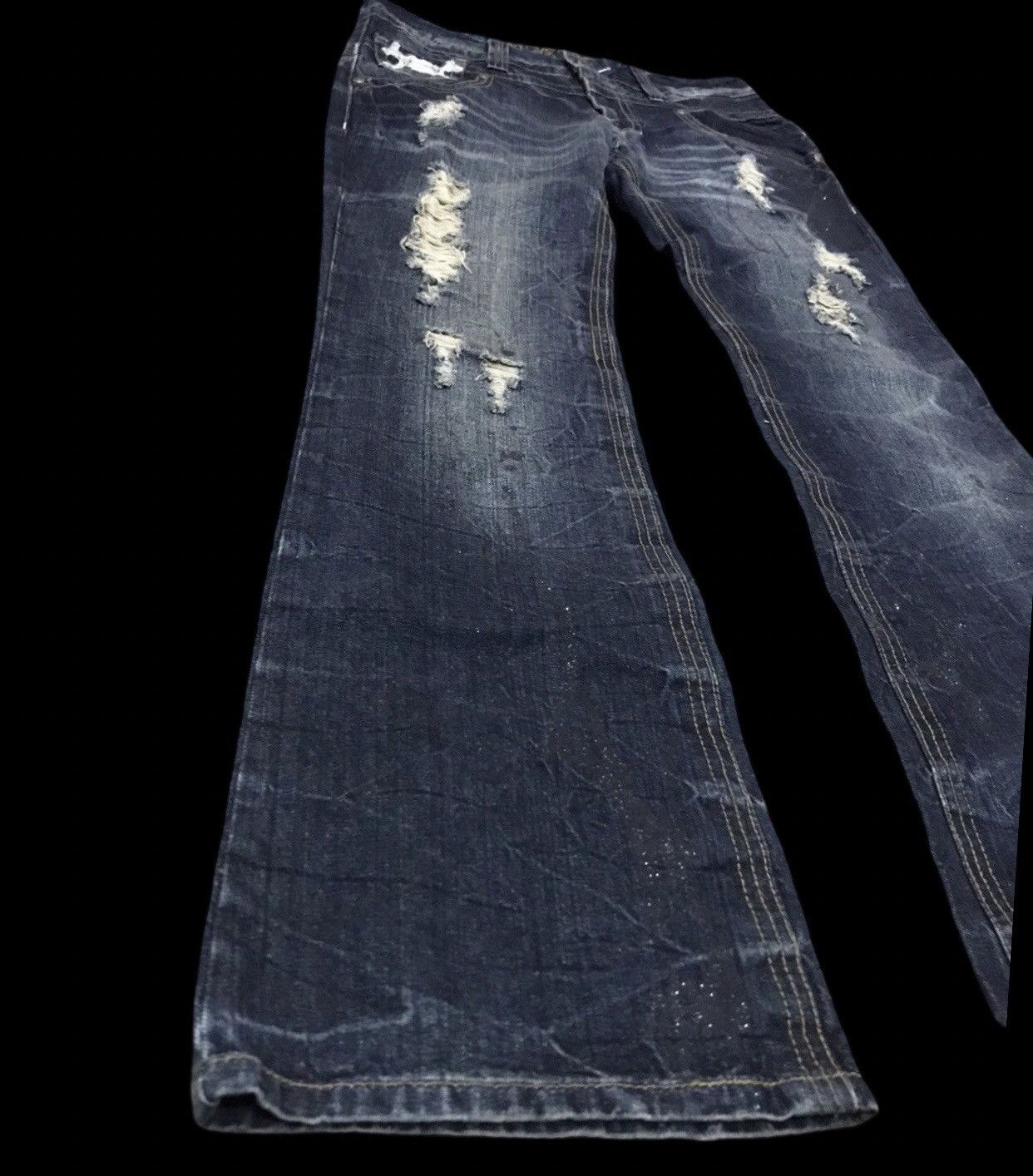 Other FLARE🔥Skull Very Rare Distressed Painter Flare Jeans Size US 32 / EU 48 - 3 Thumbnail