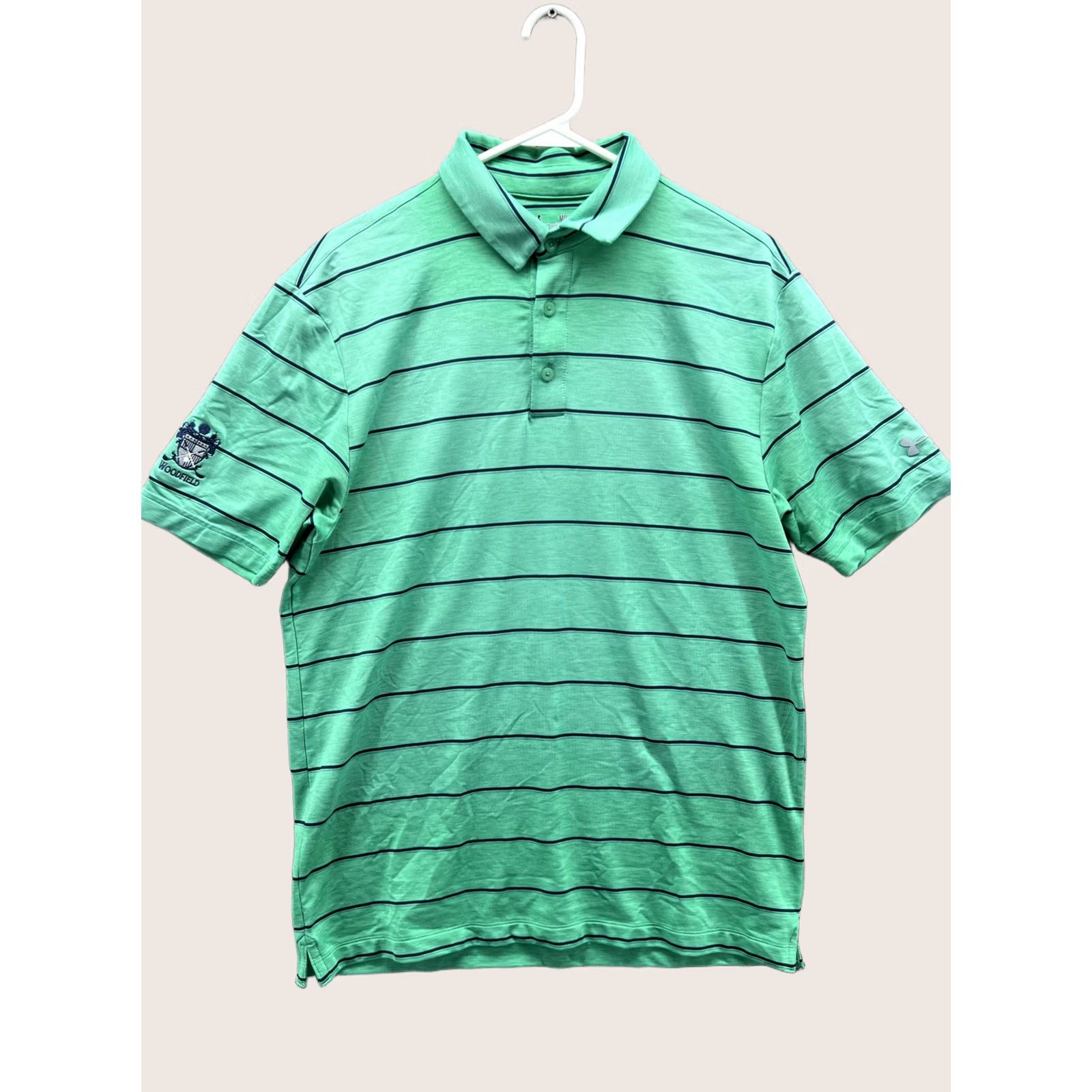 Under Armour Under Armour Polo Shirt Mens M Green Stripe HeatGear Woodfield Golf Club Size US M / EU 48-50 / 2 - 1 Thumbnail