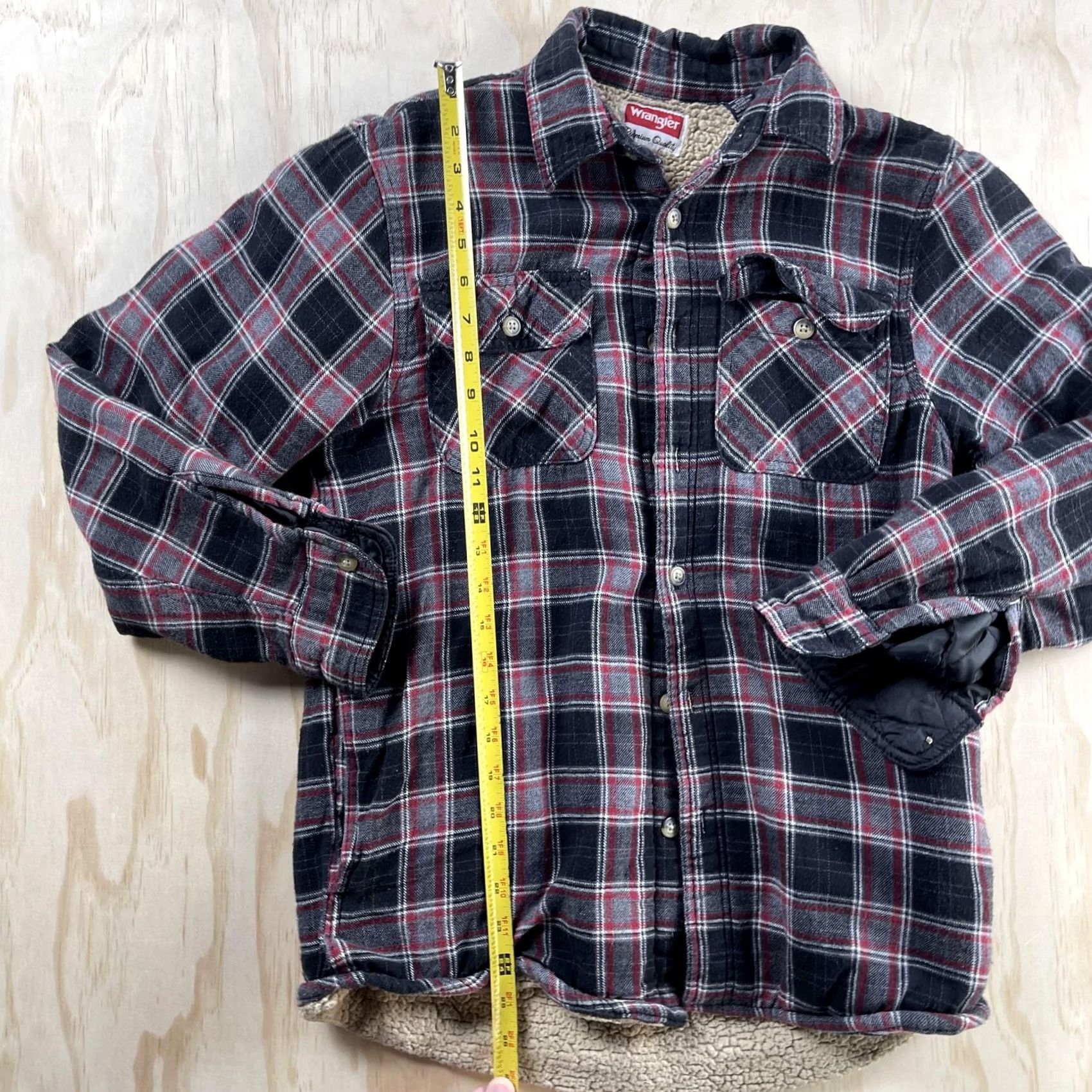 Wrangler Wrangler Shirt Jacket Mens Medium Black Red Plaid Sherpa Lined Flannel Workwear Jacket Size US M / EU 48-50 / 2 - 3 Thumbnail