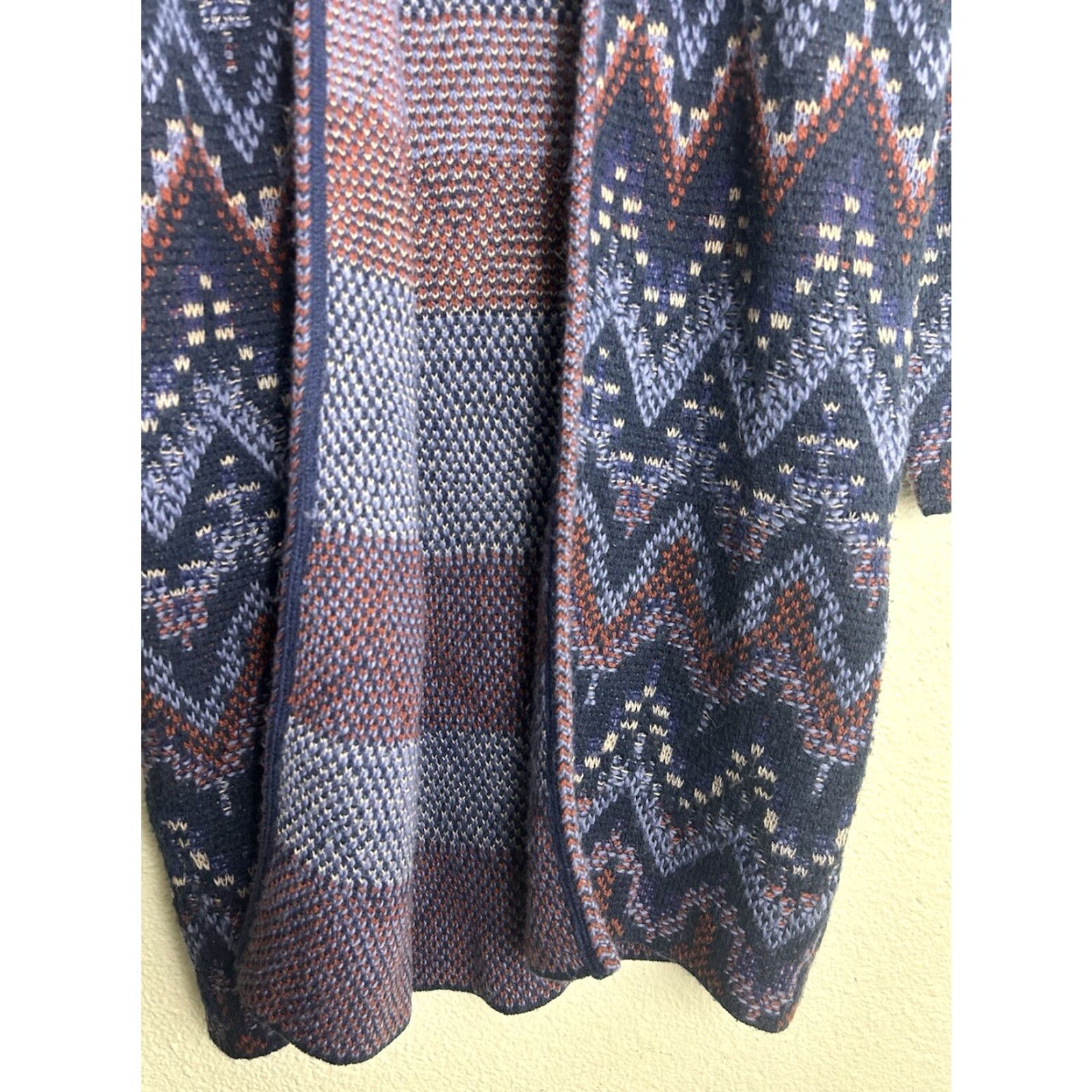 Lucky Brand VINTAGE Lucky Brand Cardigan Women XS Wool Blend Blue Red Southwest Open Front 3/4 Sleeve Knit Sweater Size XS / US 0-2 / IT 36-38 - 6 Thumbnail