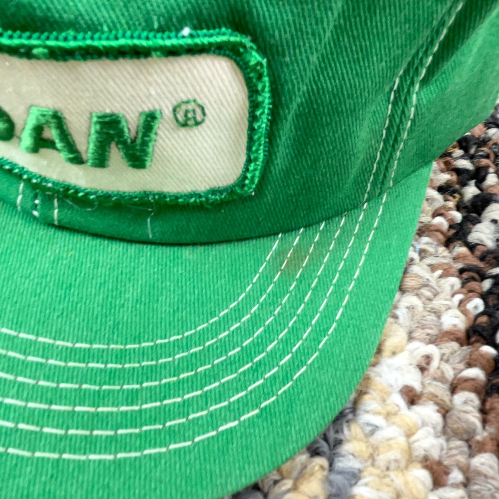 J Brand VINTAGE K-Brand Trucker Hat Cap Snap Back Green Denim Farming Seed 80s USA Patch Size ONE SIZE - 4 Thumbnail