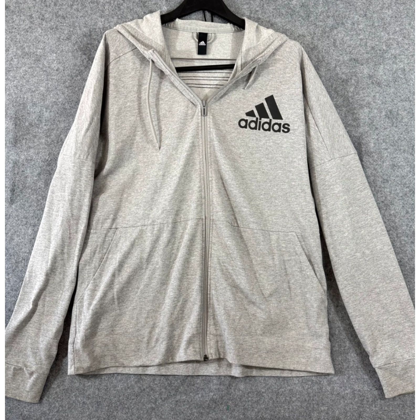 Adidas Adidas Hoodie Mens L Heather Gray Full Zip Raglan Sleeve Outdoor Performance Pockets Size US L / EU 52-54 / 3 - 2 Thumbnail