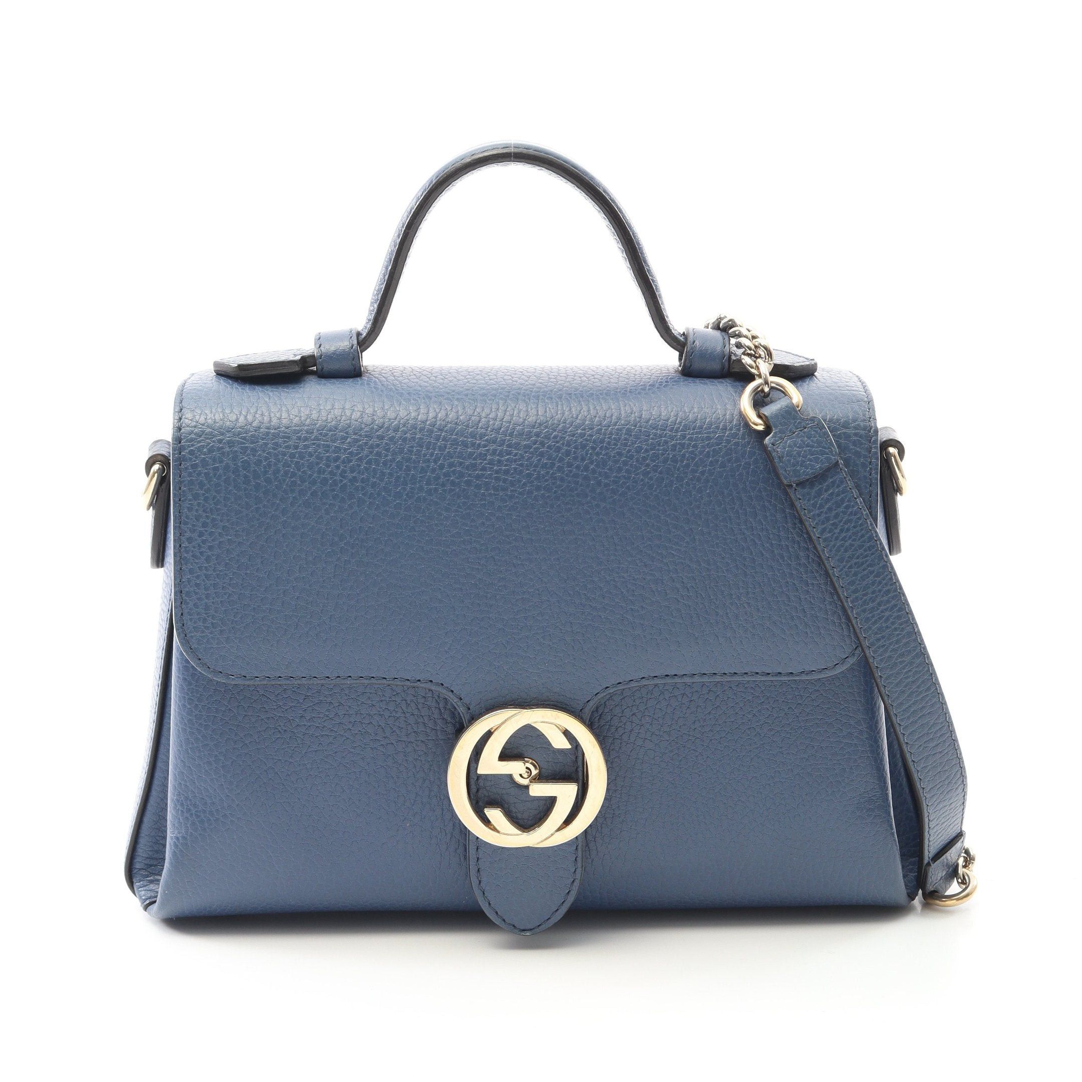 Gucci Gucci Interlocking G Handbag Leather Blue Size ONE SIZE - 1 Thumbnail