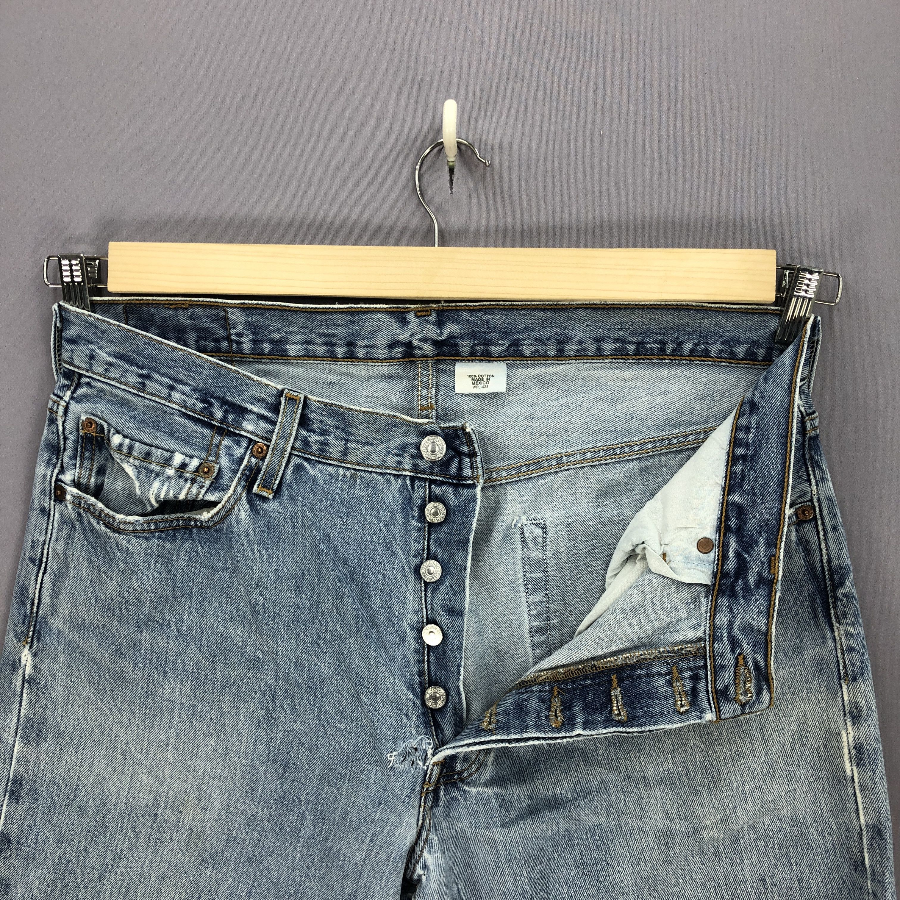 Levi's Y2K Levis 501 Distressed Jeans Levi's Faded Light Wash Denim Size US 36 / EU 52 - 6 Thumbnail