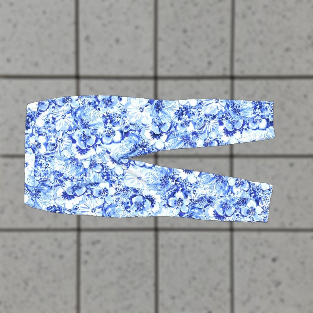 Lilly Pulitzer Lilly Pulitzer Women's Pants Ankle Blue Floral Print Stretch Cotton Skinny Zip 10 Regular Adult Womens Size 32" / US 10 / IT 46 - 1 Thumbnail