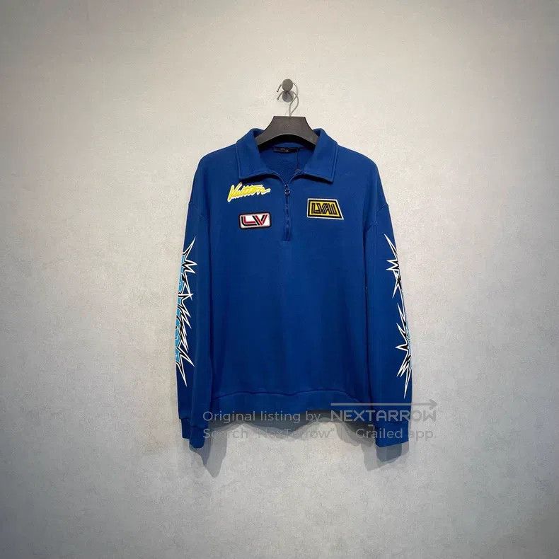 Louis Vuitton Louis Vuitton Klein Blue Logo Up-collar Sweatshirt Size US XL / EU 56 / 4 - 1 Thumbnail