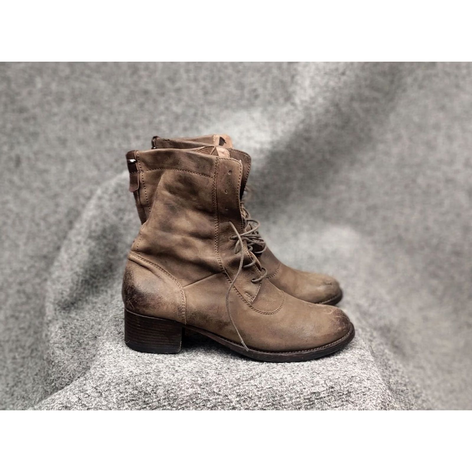 Pantanetti Pantanetti Design Brown Faded Leather Lace Up Womens Ankle Boots Size 32" / US 10 / IT 46 - 3 Thumbnail