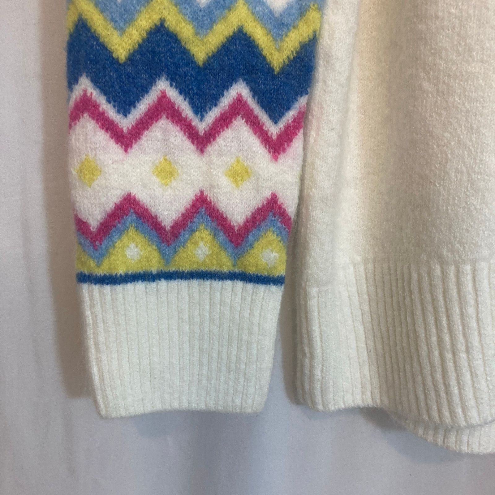 Vince Camuto Vince Camuto Ivory Fair Isle Cozy Winter Knit Sweater Size M / US 6-8 / IT 42-44 - 4 Thumbnail