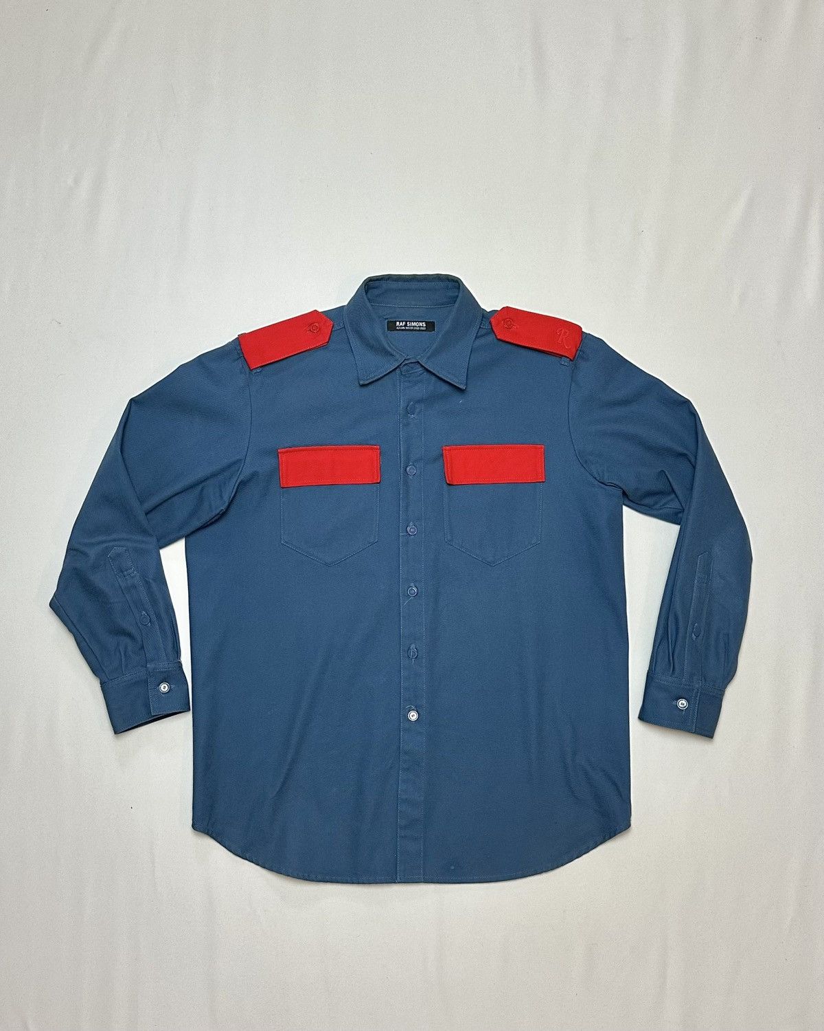 image of Raf Simons Straight Bi-Colour Uniform Shirt Aw22/23 in Blue, Men's (Size Small)