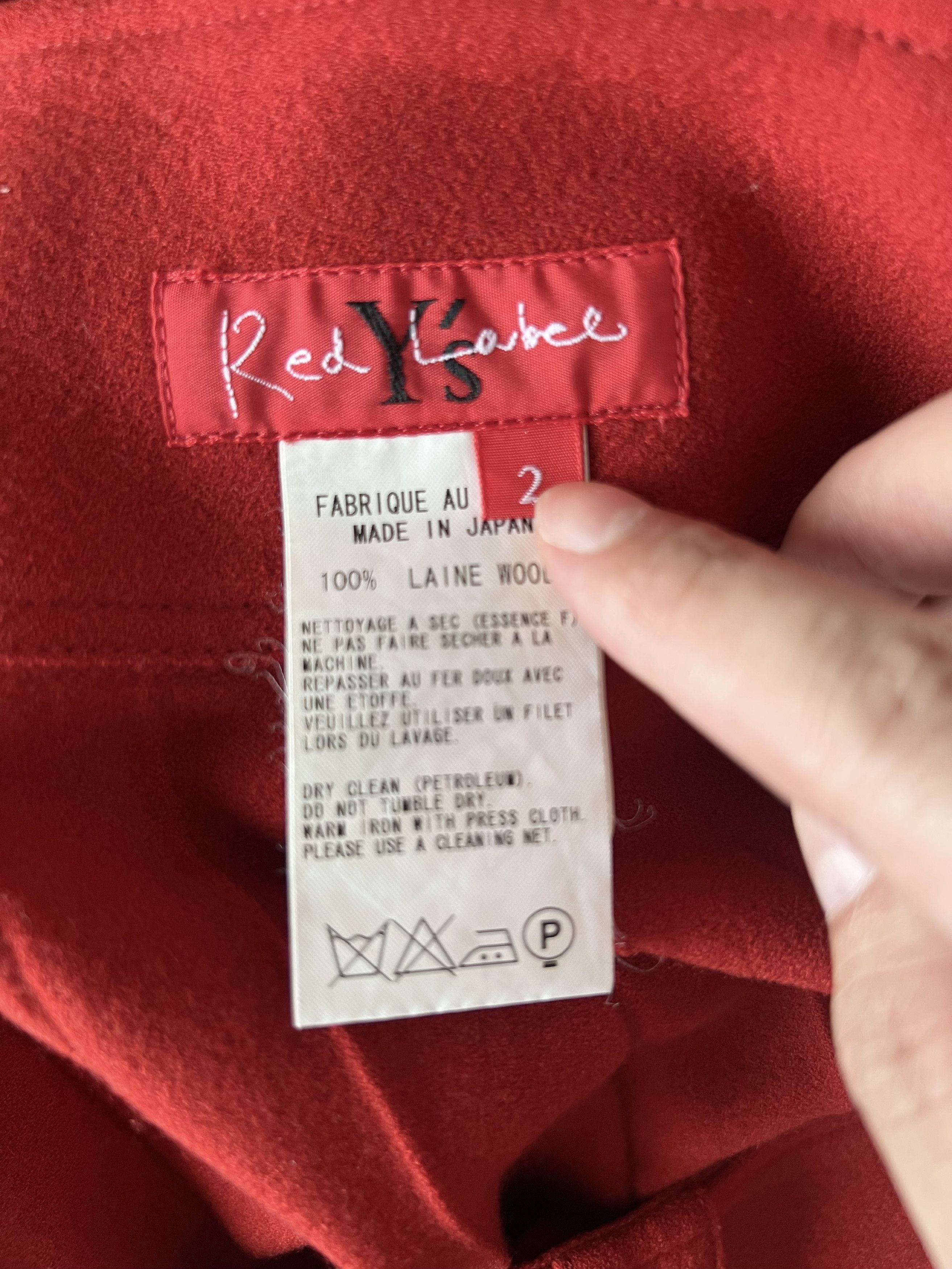 Yohji Yamamoto Yohji Yamamoto Y's - Red Wool Asymmetric Pleated Skirt Size 37" - 4 Thumbnail