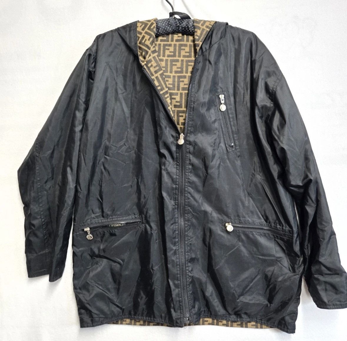 Fendi Vintage Reversible Fendi Monogram FF Coat Designer Jacket Size US L / EU 52-54 / 3 - 4 Thumbnail