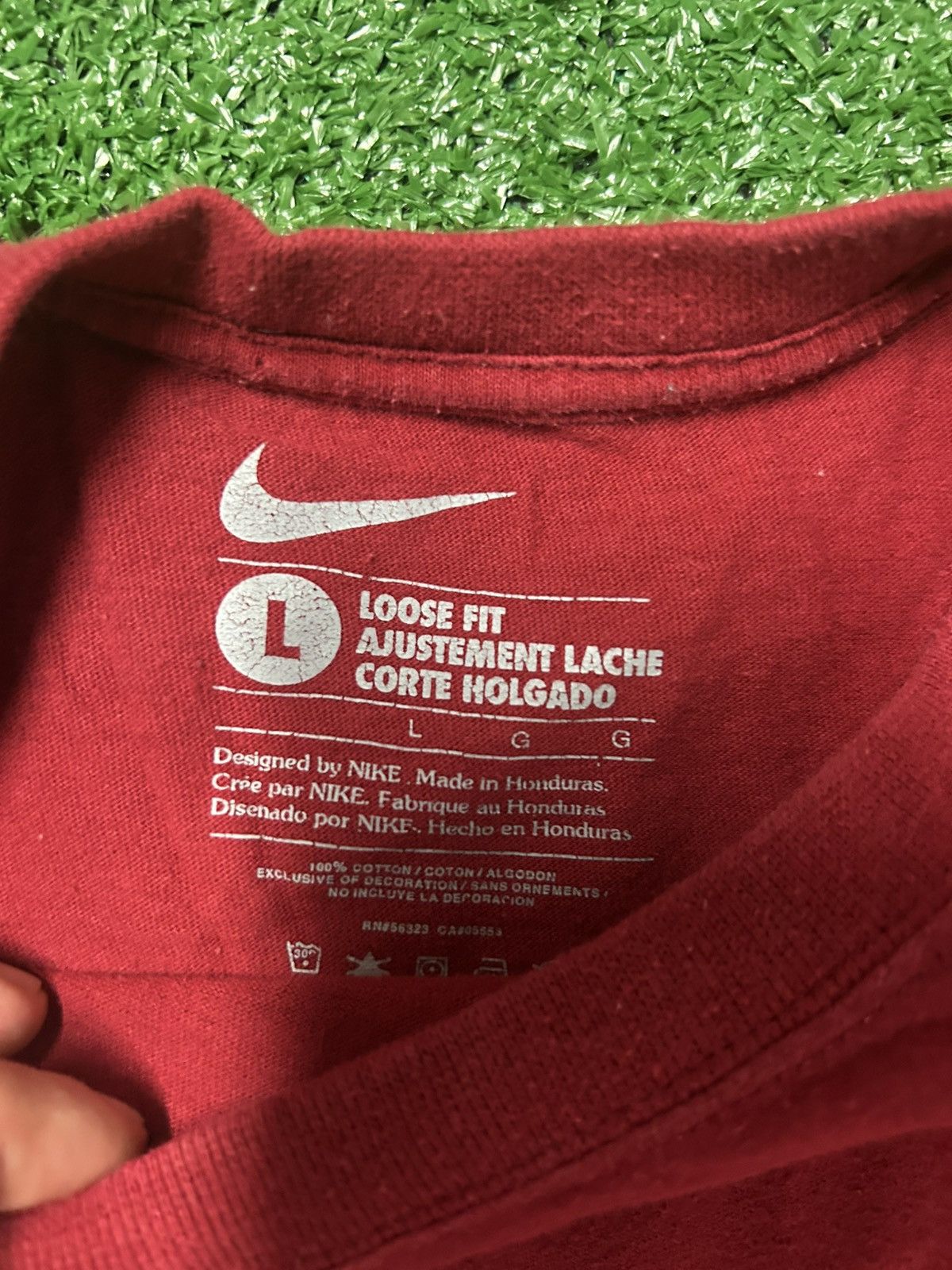 Nike × Vintage Vintage Maroon Nike Y2K long sleeve shirt Size US L / EU 52-54 / 3 - 3 Thumbnail
