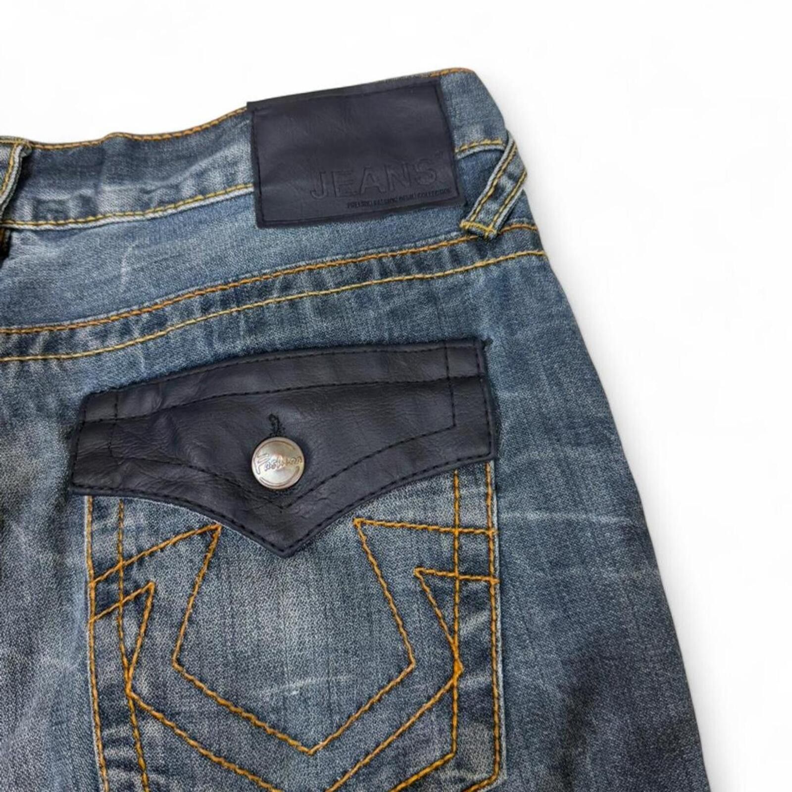 True Religion Y2K OKAY Jeans Wear Blue Denim Jeans Flap Pocket TR Style Size 34" / US 12 / IT 48 - 5 Thumbnail
