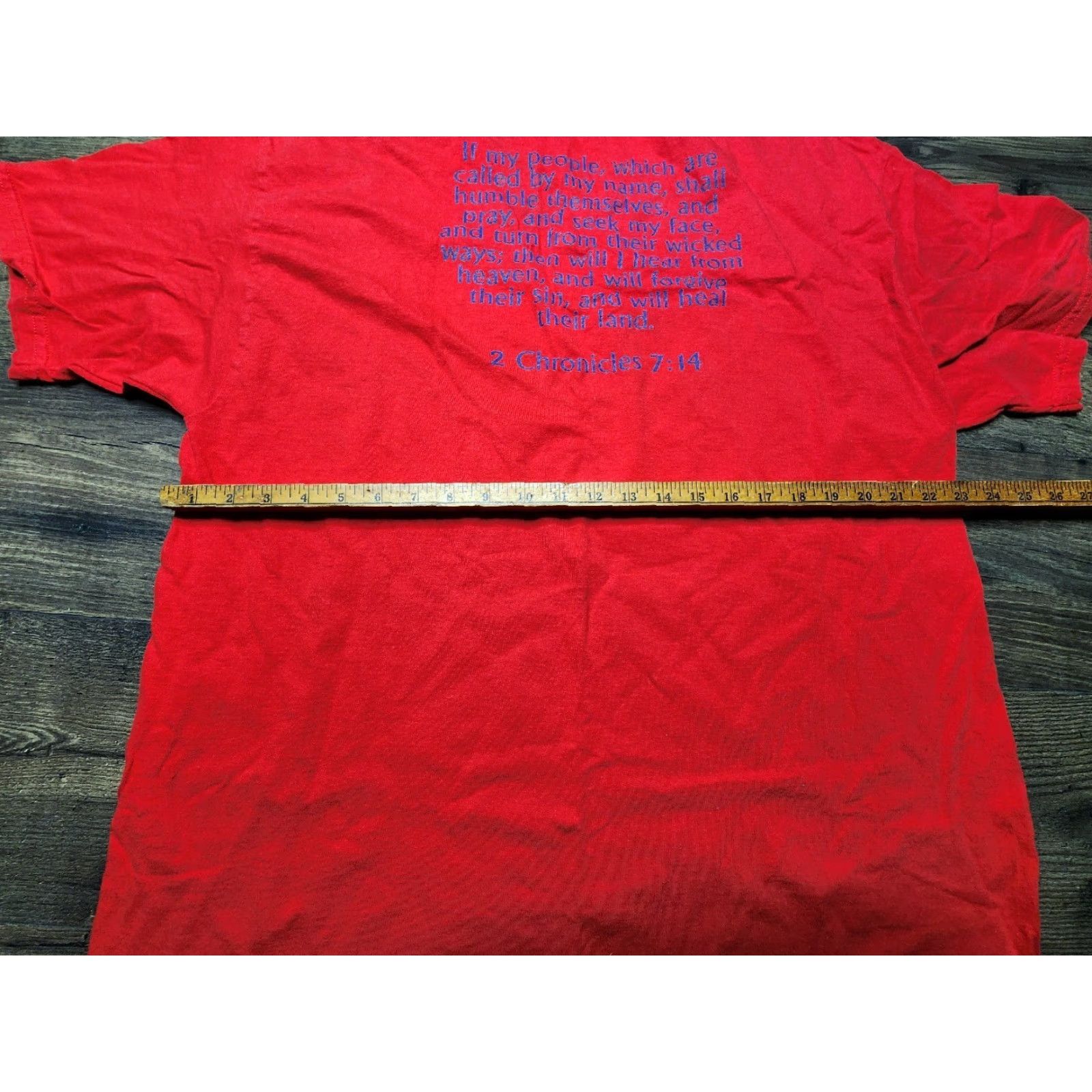 Port & Company Pray for America Mens 2XL Double Sided T Shirt Chronicles 7:14 USA BK Patriotic Size US XXL / EU 58 / 5 - 6 Thumbnail