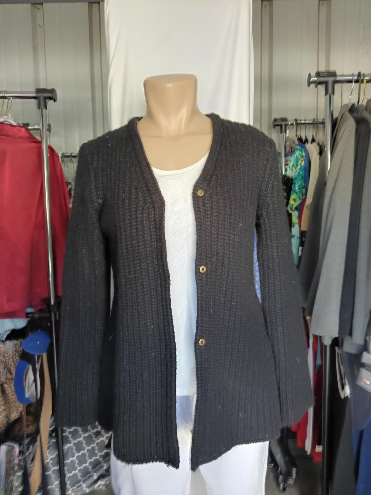 Designer Cozy Black Knit Cardigan by i.e. relaxed Size S / US 4 / IT 40 - 1 Thumbnail