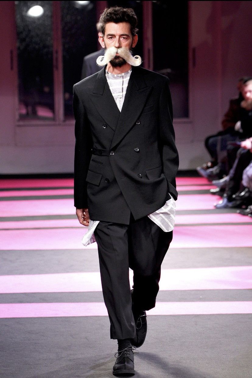 image of Yohji Yamamoto Runway Fall13 Wool Gabardine Blazer in Black, Men's (Size Medium)