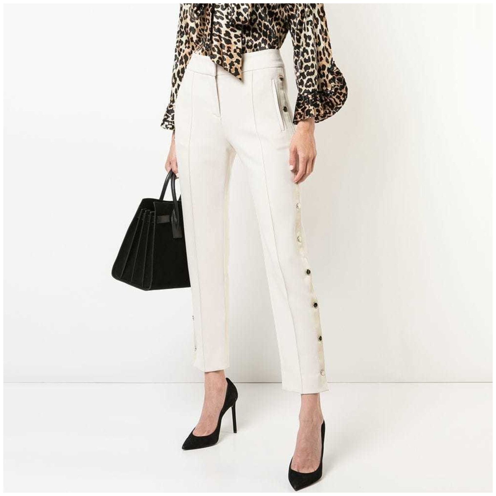 Veronica Beard Veronica Beard Side Buttons Trousers in cream beige size 10 Size 32" / US 10 / IT 46 - 1 Thumbnail