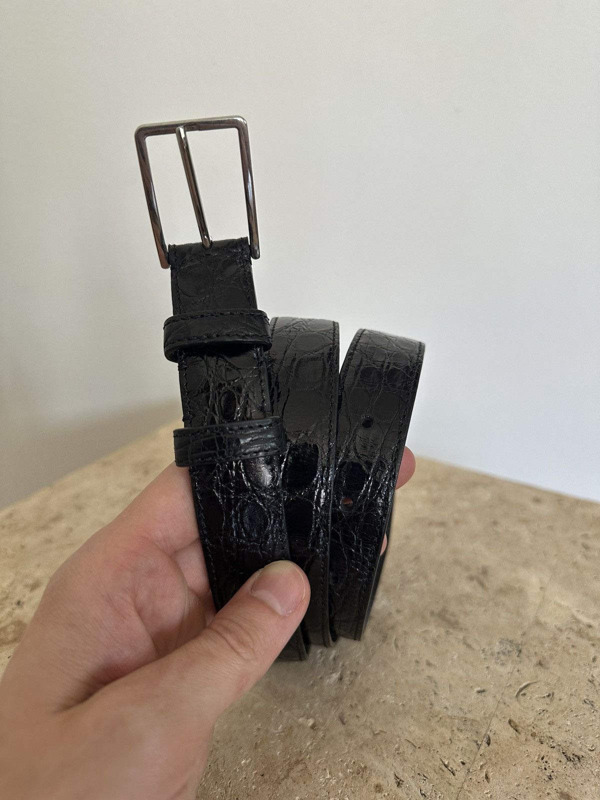 Celine Céline Hedi slimane crocodile belt Size 40 - 3 Thumbnail