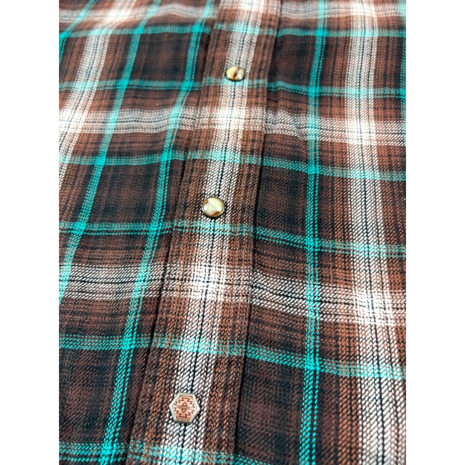 Ariat Ariat Shirt Plaid Western Brown Green Pearl Snap Retro Fit XL Mens Button-Up Long Sleeve Collared Pocket Size US XL / EU 56 / 4 - 3 Thumbnail