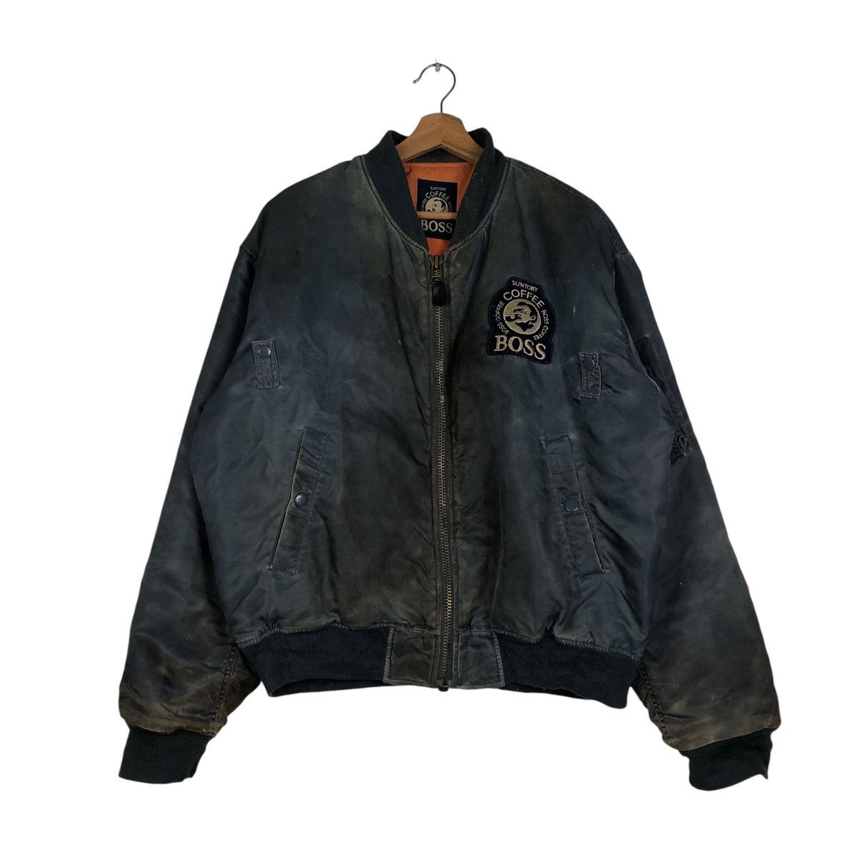 Japanese Brand 📌Vintage Fly Bomber Jacket Suntory Boss Coffee Big Logo Size US M / EU 48-50 / 2 - 2 Thumbnail