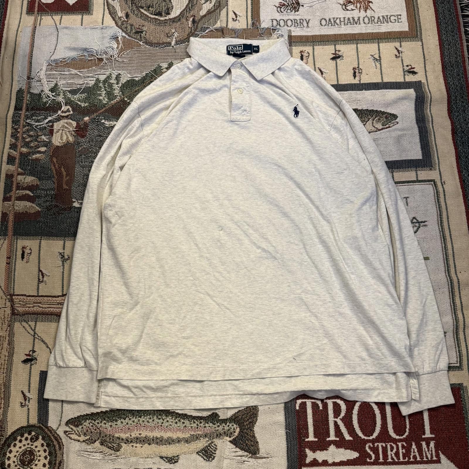 Polo Ralph Lauren POLO By Ralph Lauren Grey/White Long Sleeve Polo shirt Size US XL / EU 56 / 4 - 1 Thumbnail