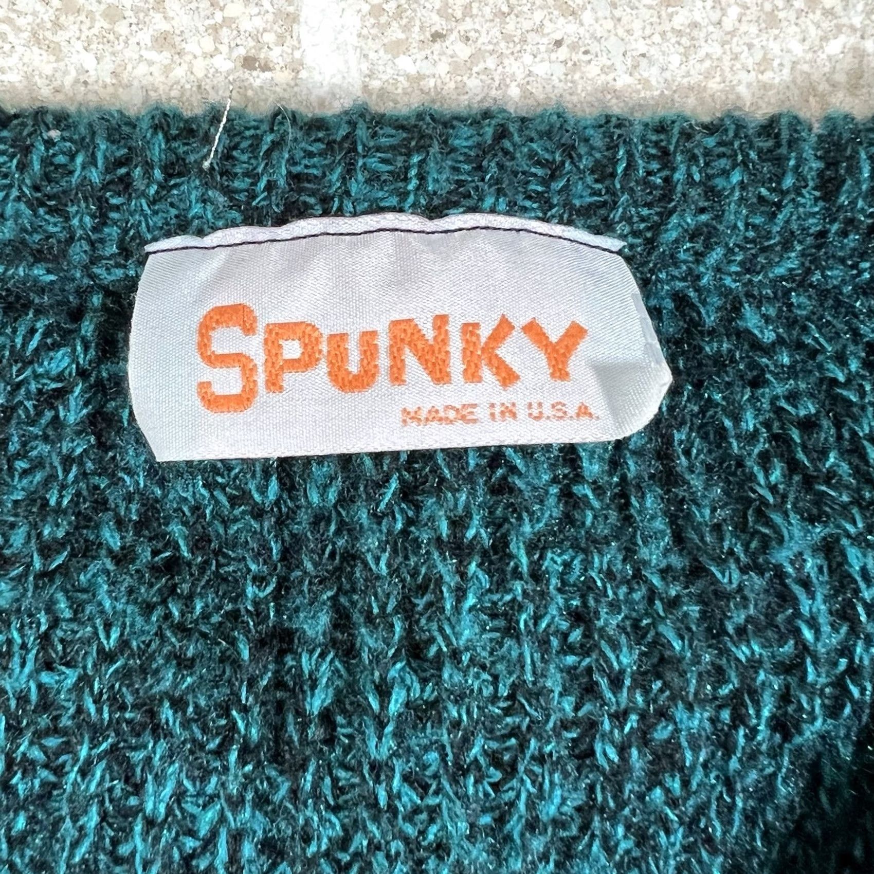 Vintage VINTAGE Spunky Womens 90s V-Neck Knit Aqua Sweater Pullover Size S Size S / US 4 / IT 40 - 3 Thumbnail