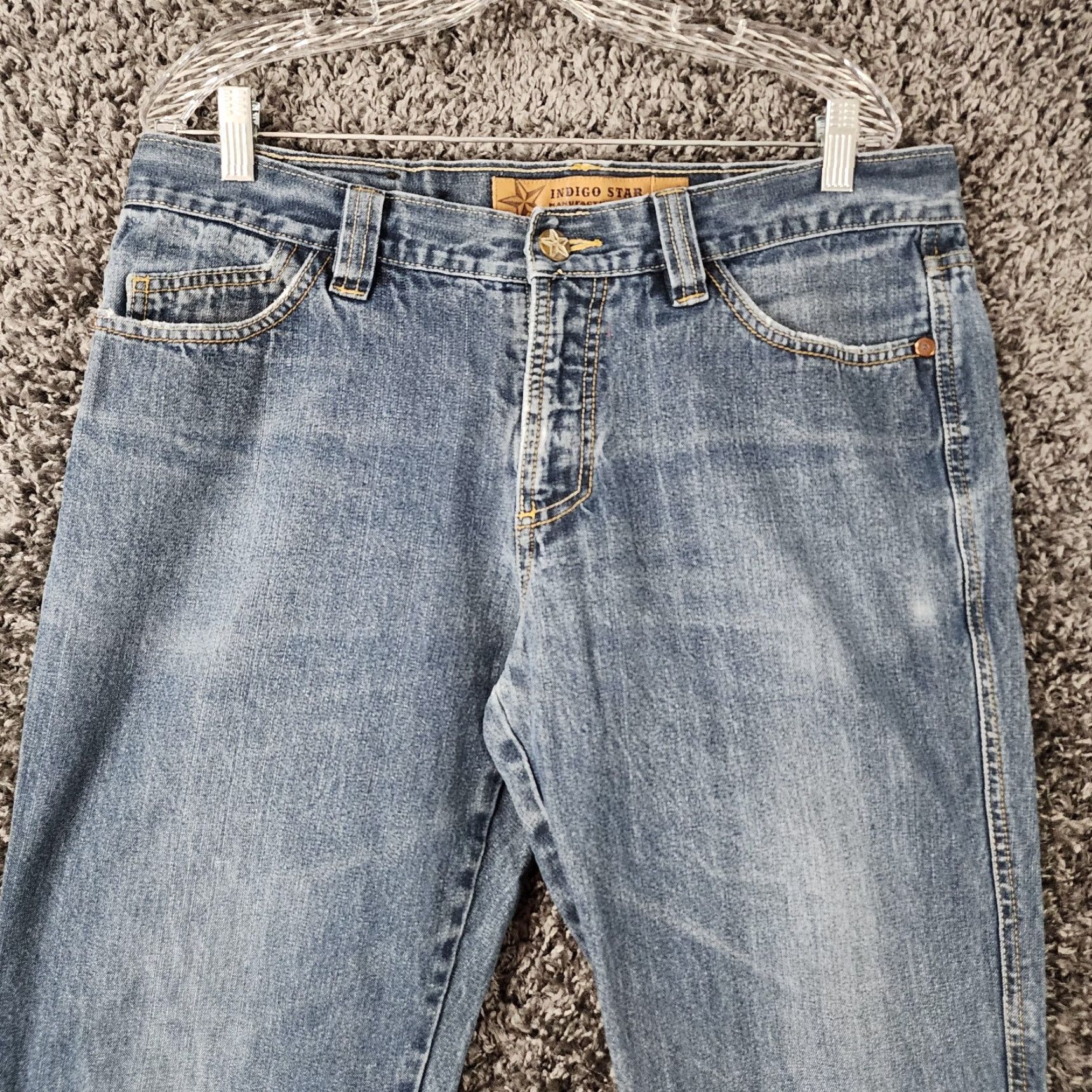 Vintage INDIGO STAR Jeans Straight Men 34x30 Distressed Blue Star Theme Casual Denim Mens 34 Inseam 30 Size US 34 / EU 50 - 2 Thumbnail