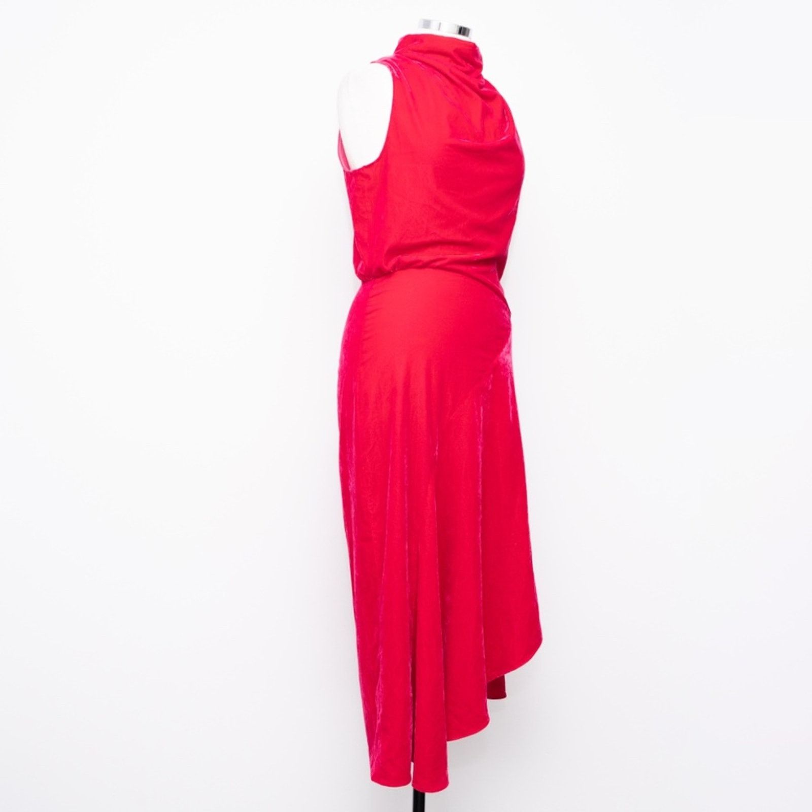 Reiss Reiss: Giannon Velvet Funnel Neck Asymmetric Midi Dress. Size M / US 6-8 / IT 42-44 - 8 Thumbnail