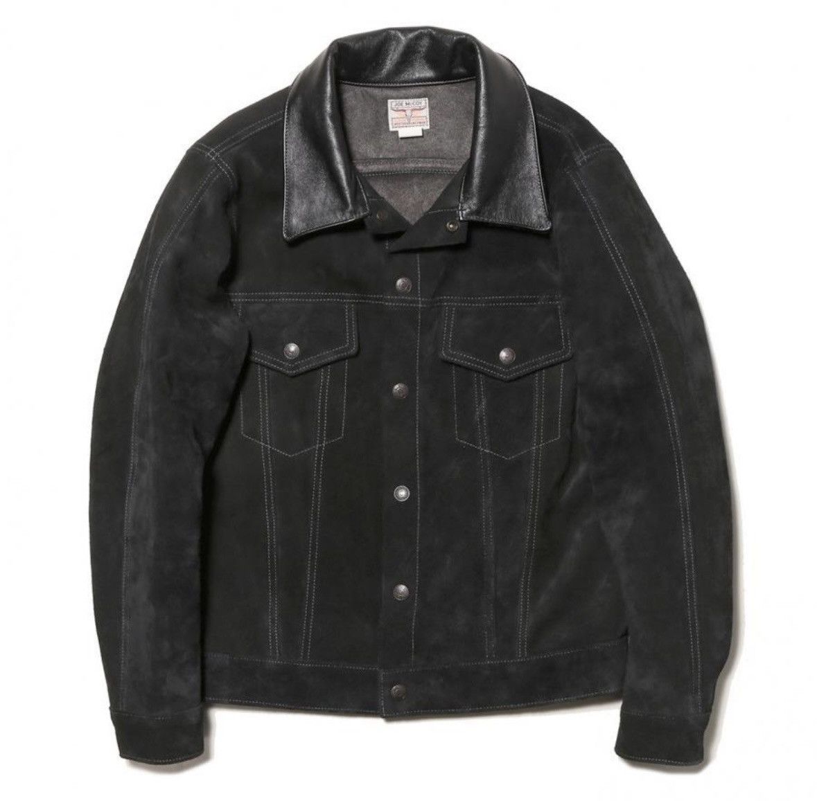 image of The Real Mccoys Rough Out Leather Western Jacket in Black, Men's (Size Medium)