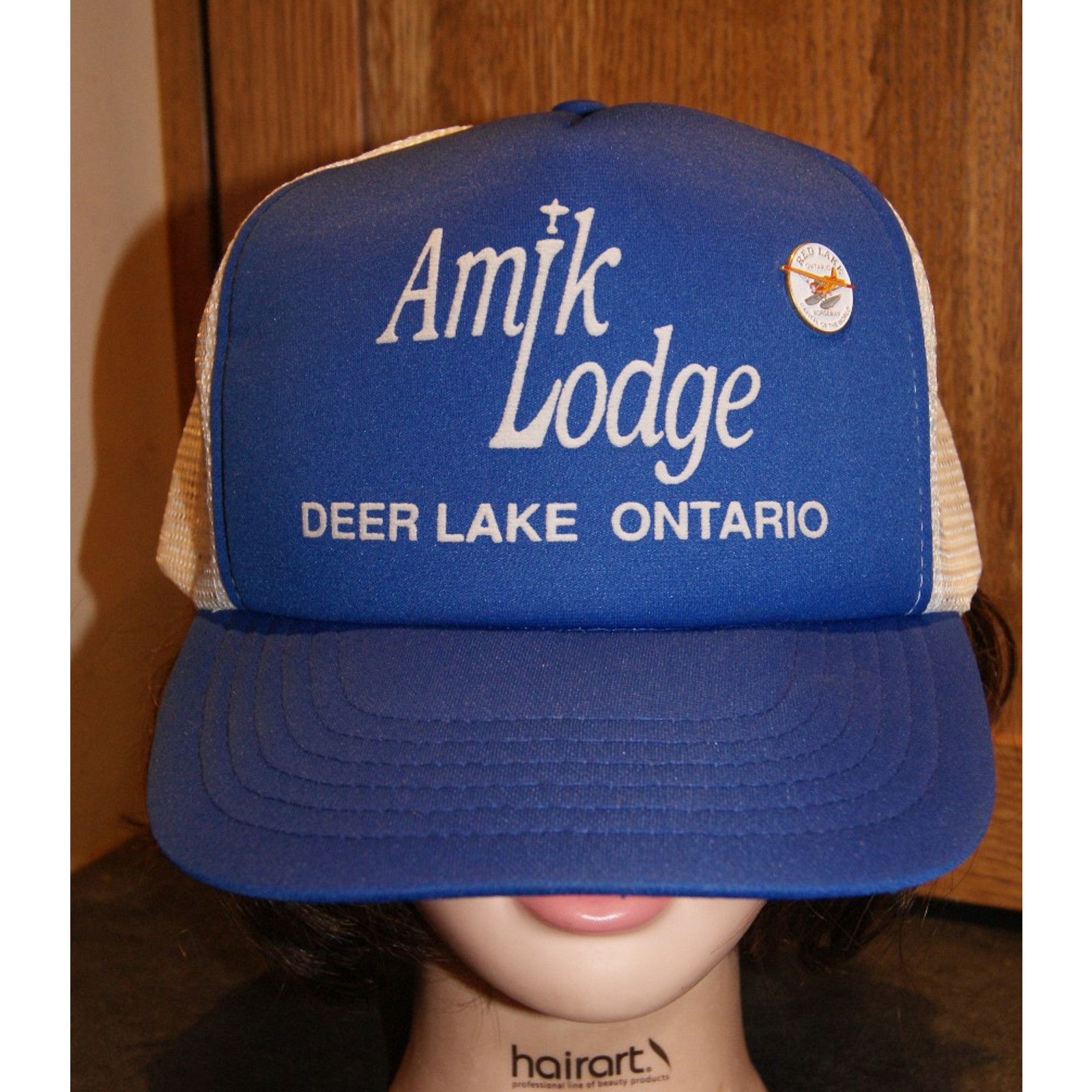 Vintage VTG Amik Lodge Deer Lake Ontario Canada Blue Trucker Hat Cap Size ONE SIZE - 2 Thumbnail