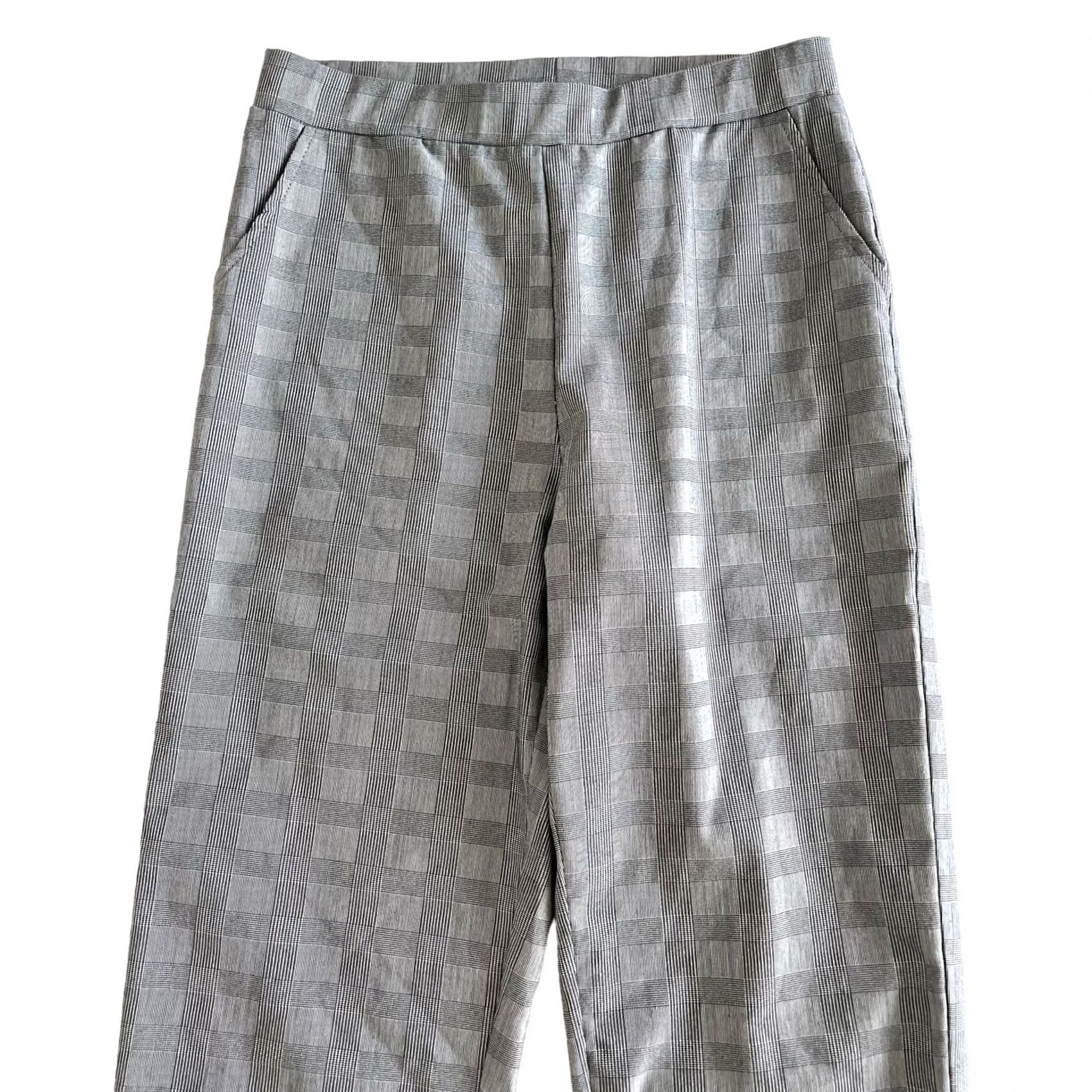 Vintage Clara Sun Woo Women’s Pants Cropped Pull On Black White Windowpane Plaid XS Size 26" / US 2 / IT 38 - 2 Thumbnail