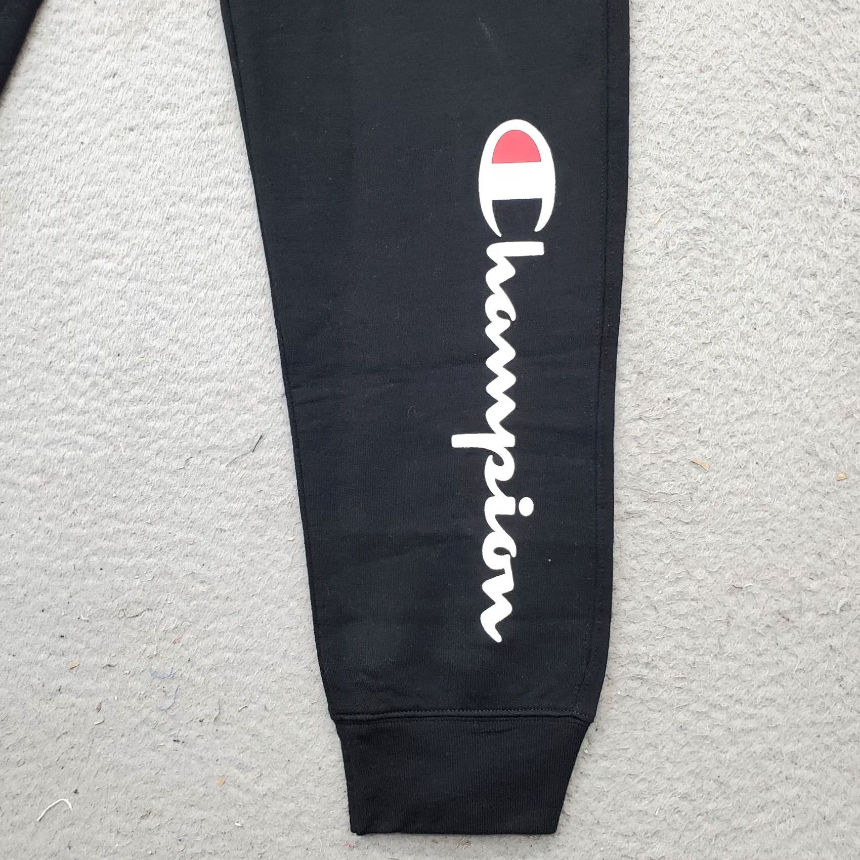 Logo 7 Campions Sweatpants Women S Black Lined Athleticwear Pockets Tapered Leg Script Logo Size 28" / US 6 / IT 42 - 3 Thumbnail