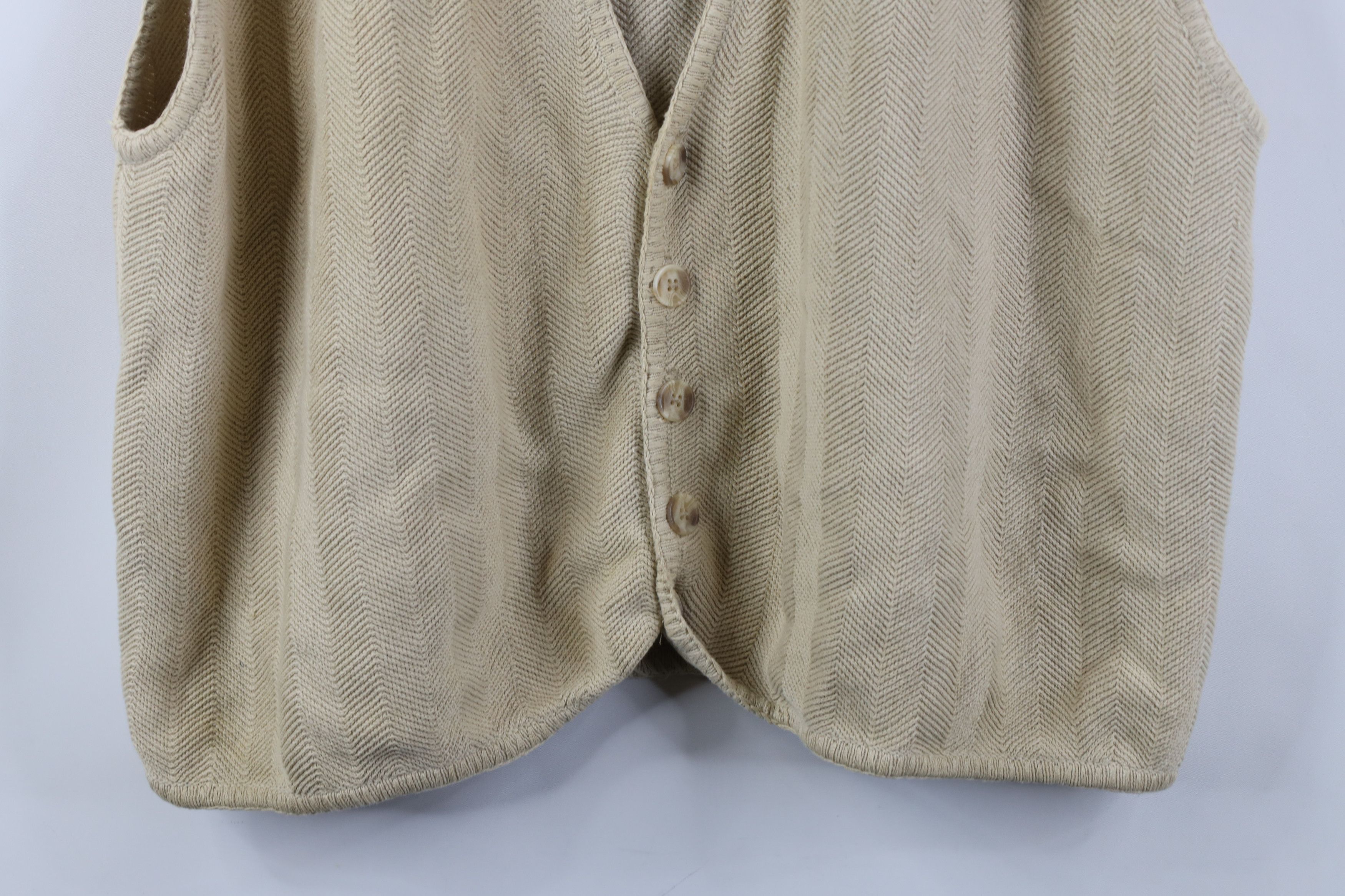 Vintage Vintage 90s Streetwear Fit Herringbone Knit Sweater Vest Size US XL / EU 56 / 4 - 3 Thumbnail