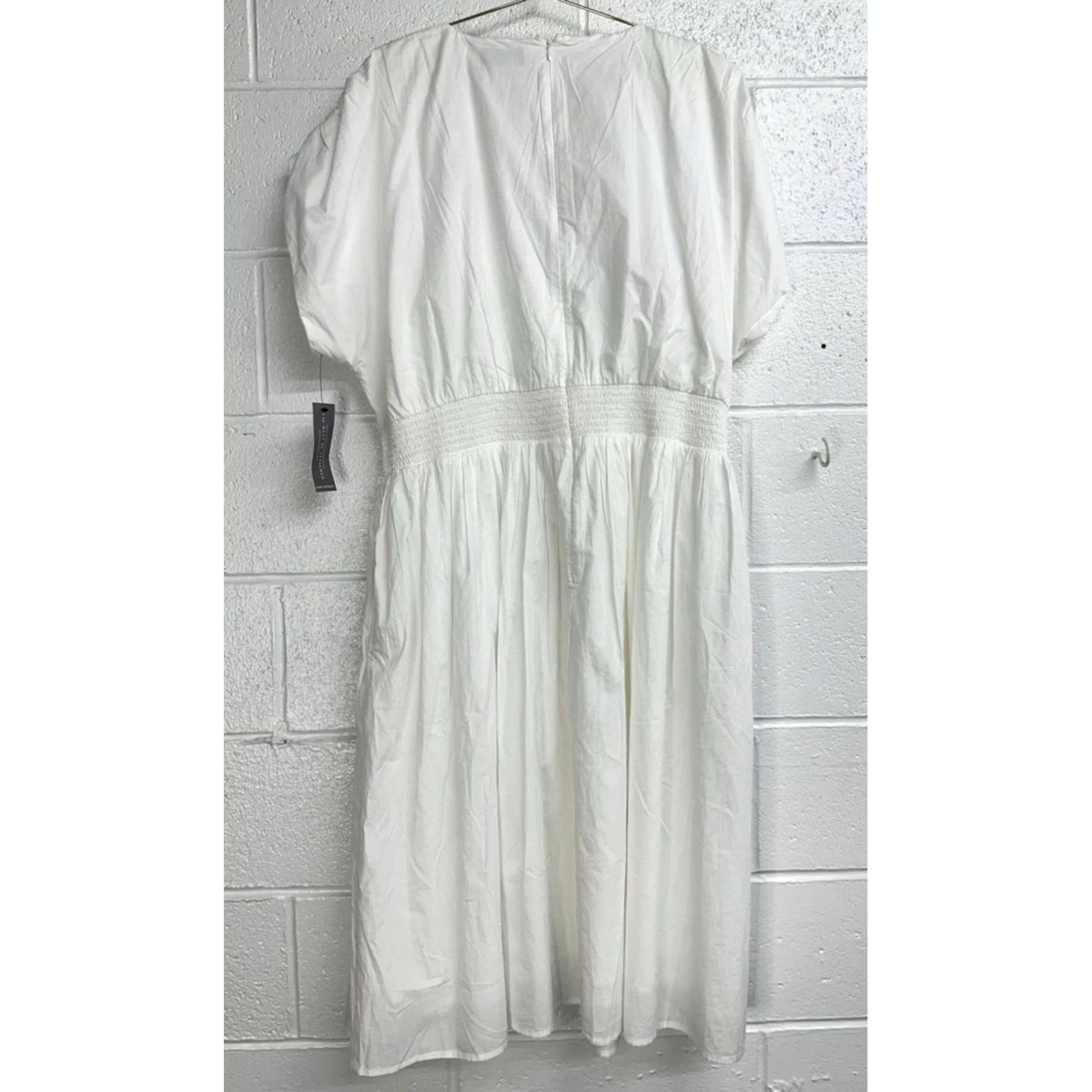 Vintage NWT Lane Bryant Shirred-Shoulder Smocked-Waist Midi Dress White Womens 22/24 Size 3XL / US 20-22 - 3 Thumbnail