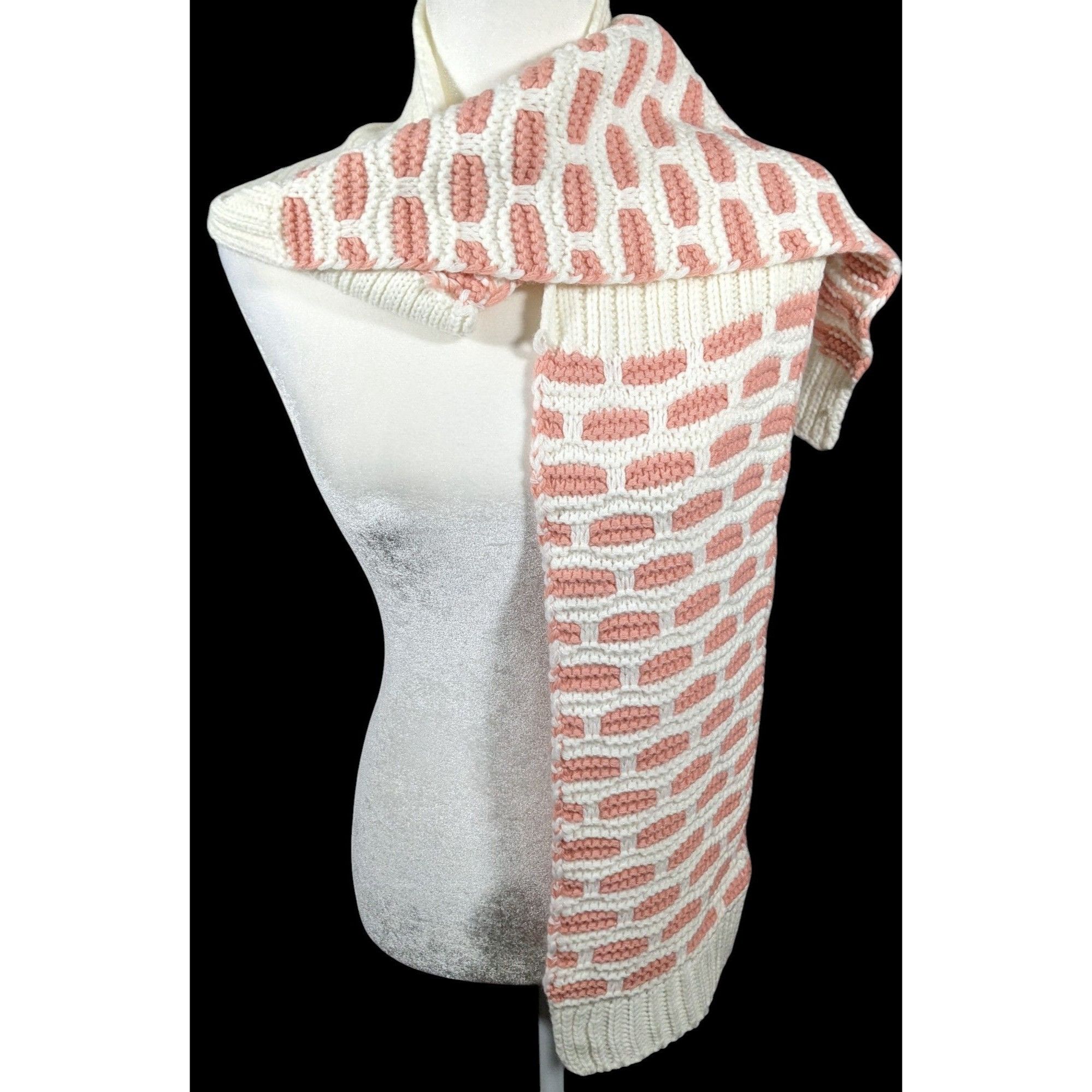 Other Coquette Retro Pink And White Brick Patterned Scarf Size ONE SIZE - 1 Thumbnail
