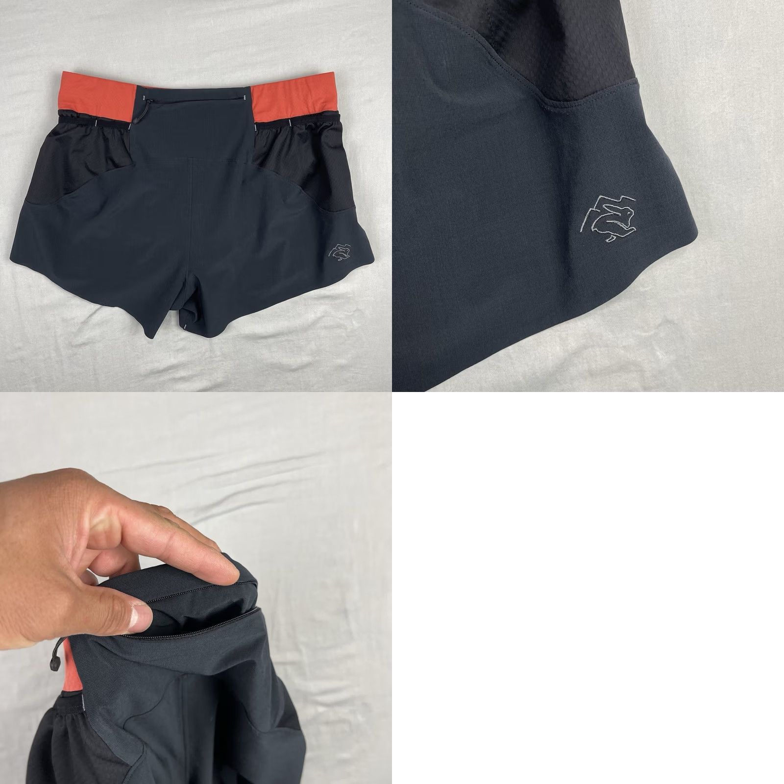 Vintage Rabbit Running Shorts Womens XL Black Orange Running Jogging Trail Zip Pocket Size 40" / US 18 - 8 Thumbnail