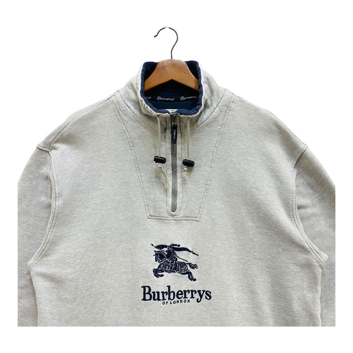 Burberry Vintage Burberrys of London Quarter Zip Sweatshirt Big Logo Size US L / EU 52-54 / 3 - 3 Thumbnail